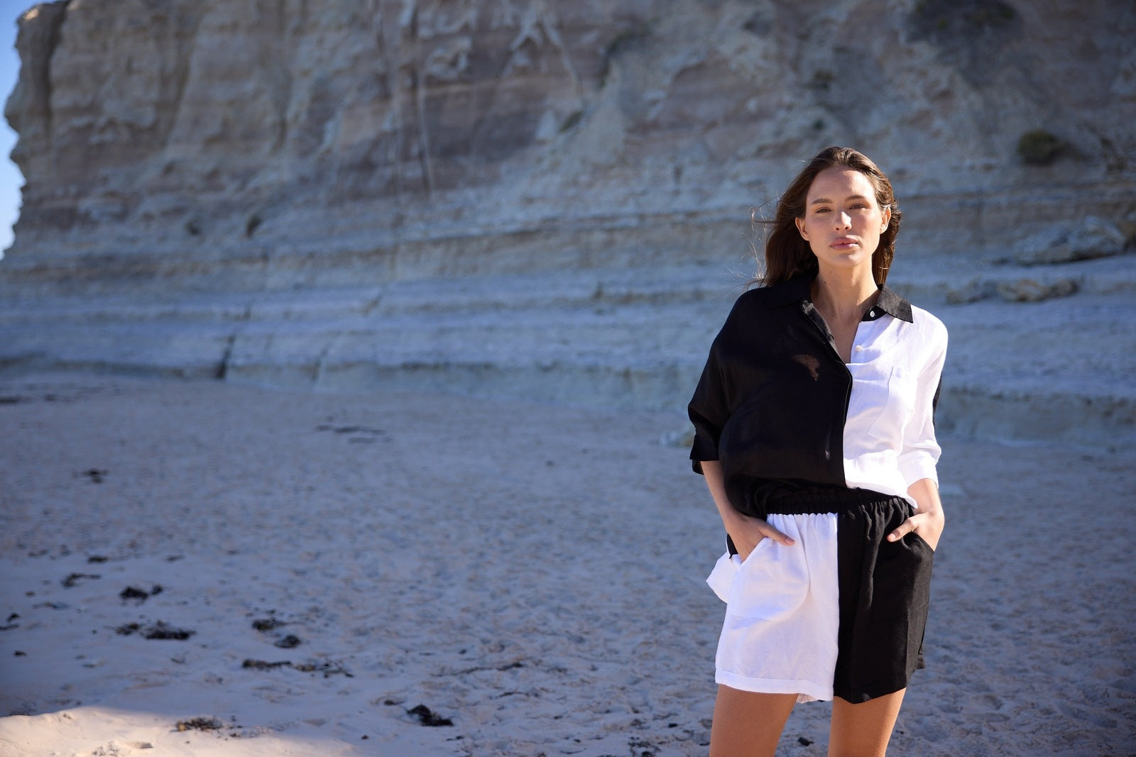 Shanty Checker Short Black and White