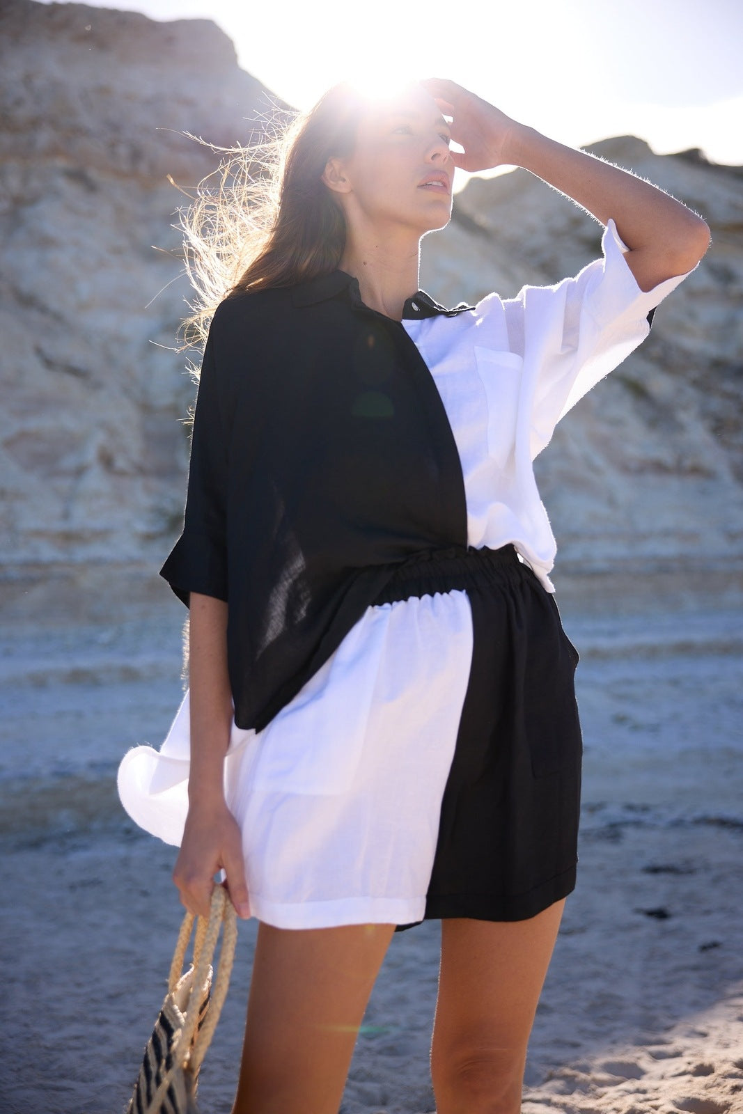 Shanty Checker Short Black and White