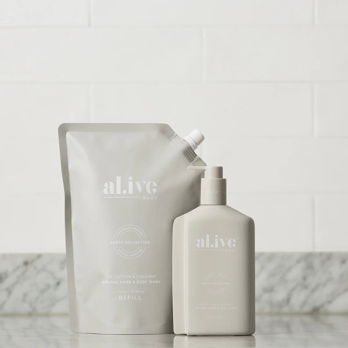al.ive Hand + Body Wash 1 Ltr Refill: Sea Cotton + Coconut
