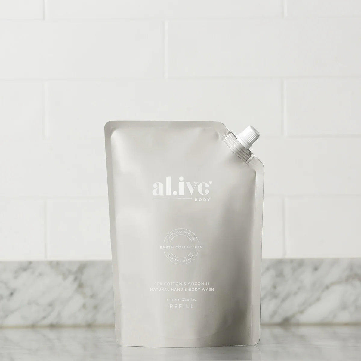 al.ive Hand + Body Wash 1 Ltr Refill: Sea Cotton + Coconut