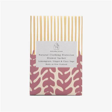 Manuka House Natural Clothing Protector Drawer Sachet Lemongrass, Ginger & Clary Sage - Contemporary