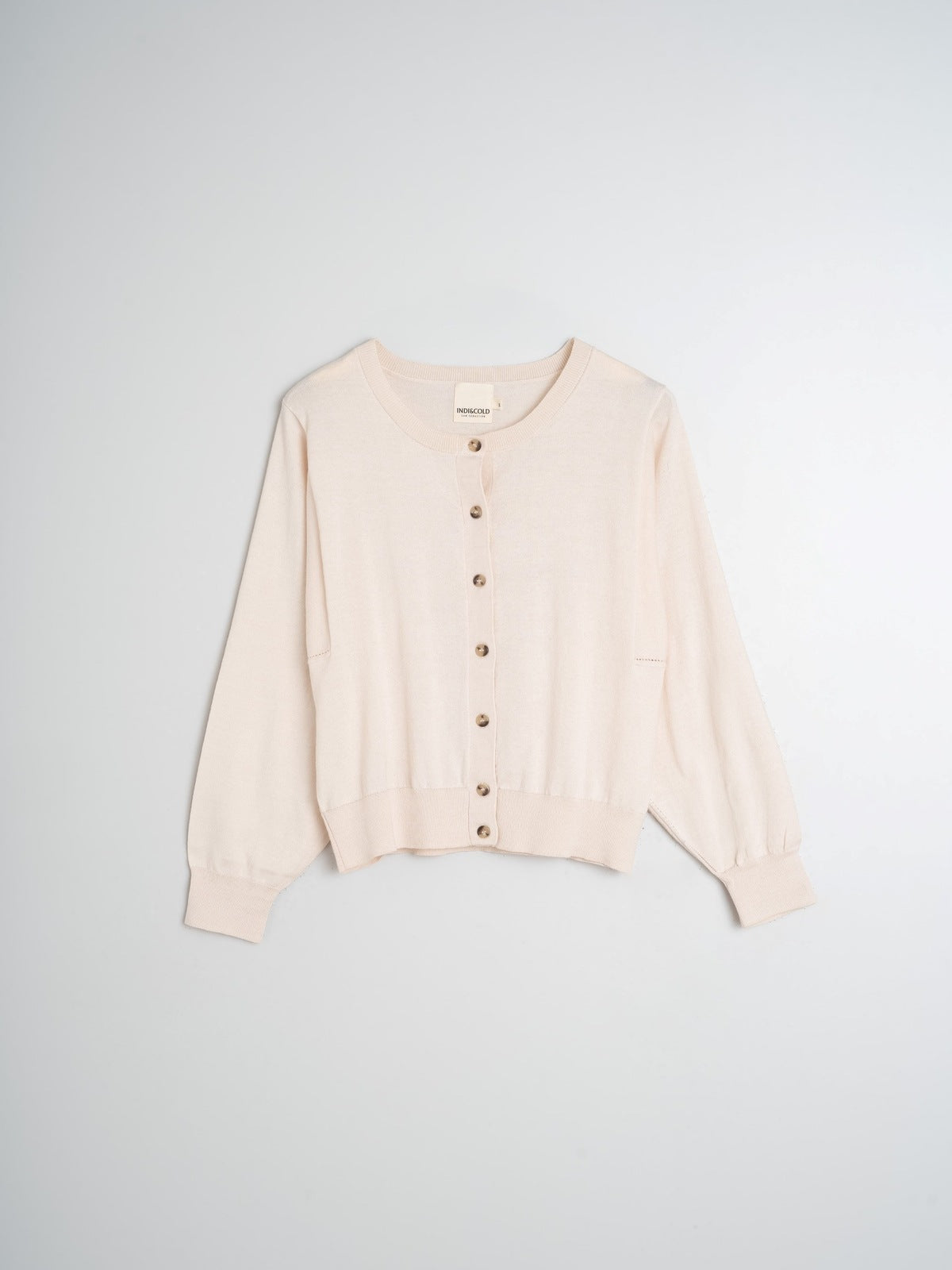 Indi & Cold TK471 Batwing Sleeve Knit Jacket Ecru Crudo