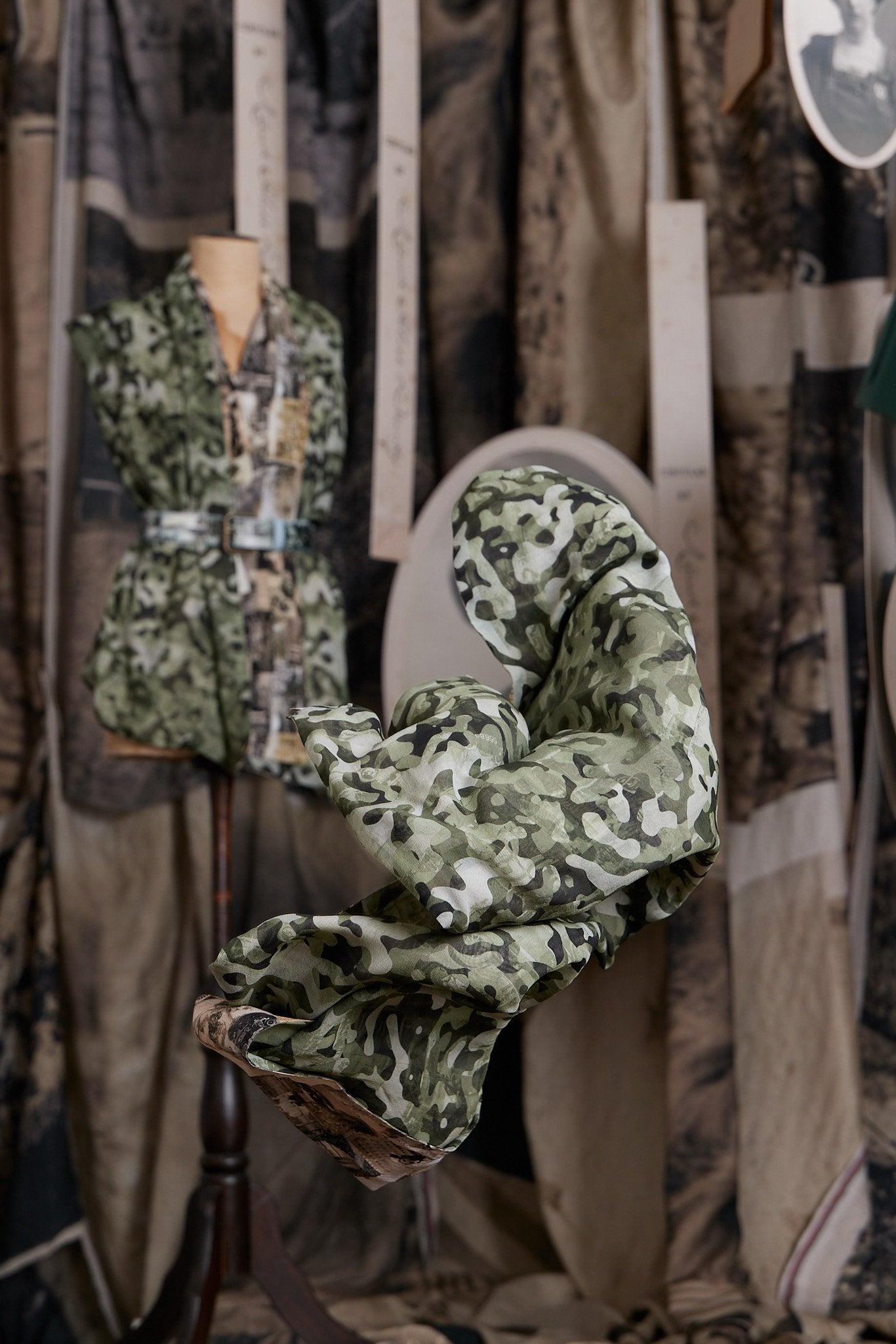 Circular by M. A. Dainty Car Camo Silk Scarf