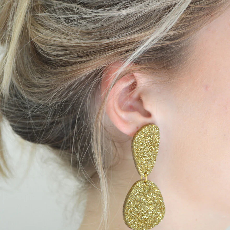 Hagen + Co Get Lucky Natural Shell/Gold Glitter Shell Earrings