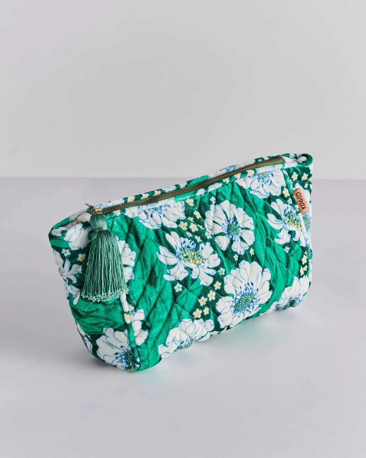 Kip & Co Tumbling Flowers Green Velvet Toiletry Bag OS