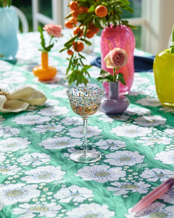 Kip & Co Tumbling Flowers Green Linen Tablecloth Std Rectangular