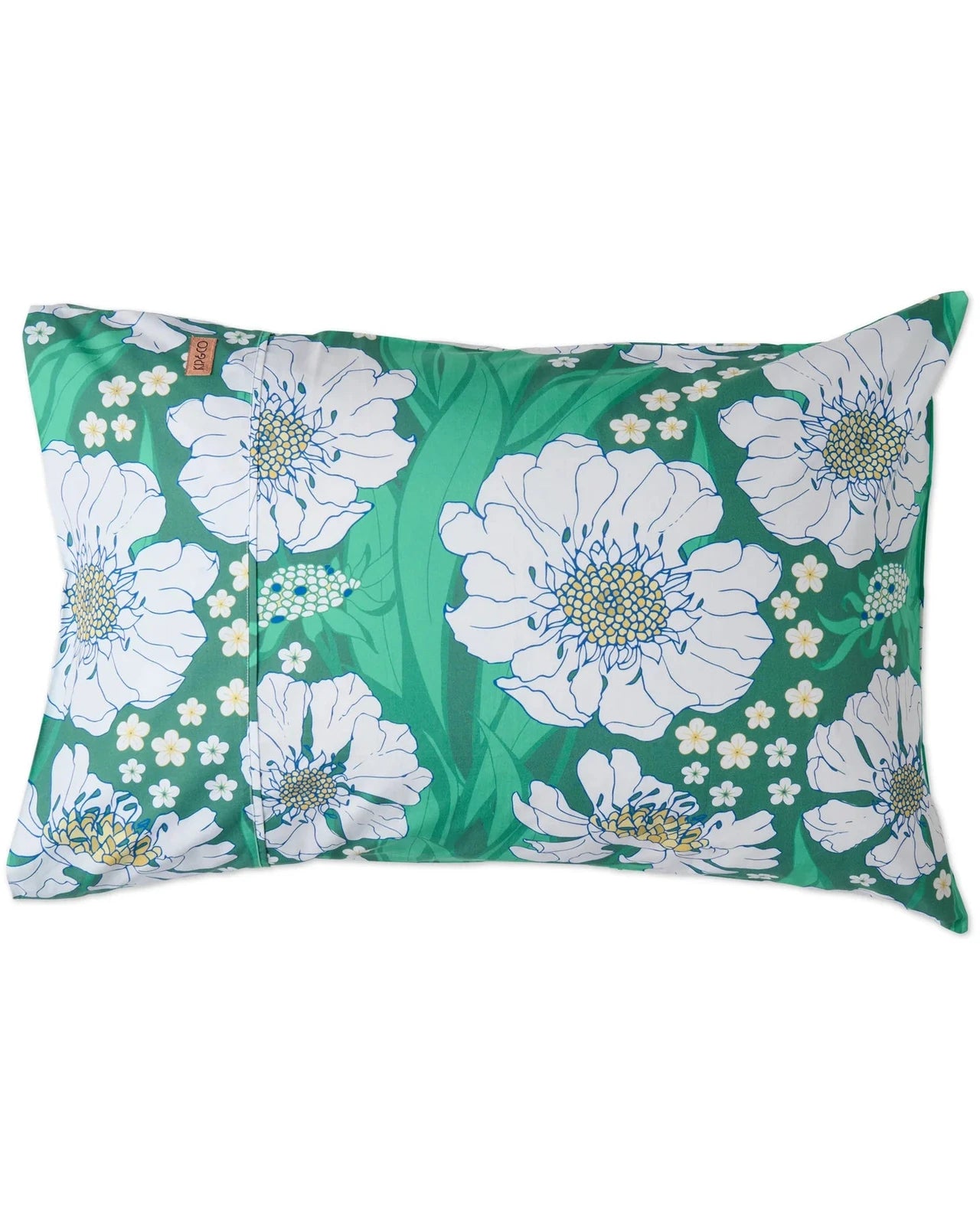 Kip & Co Tumbling Flowers Green Cotton Pillowcases 2P Std Set