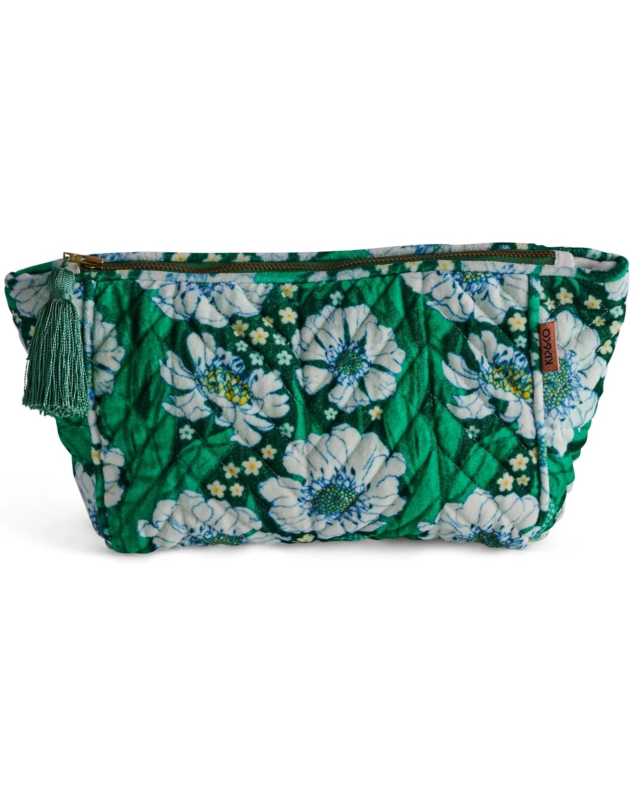 Kip & Co Tumbling Flowers Green Velvet Toiletry Bag OS