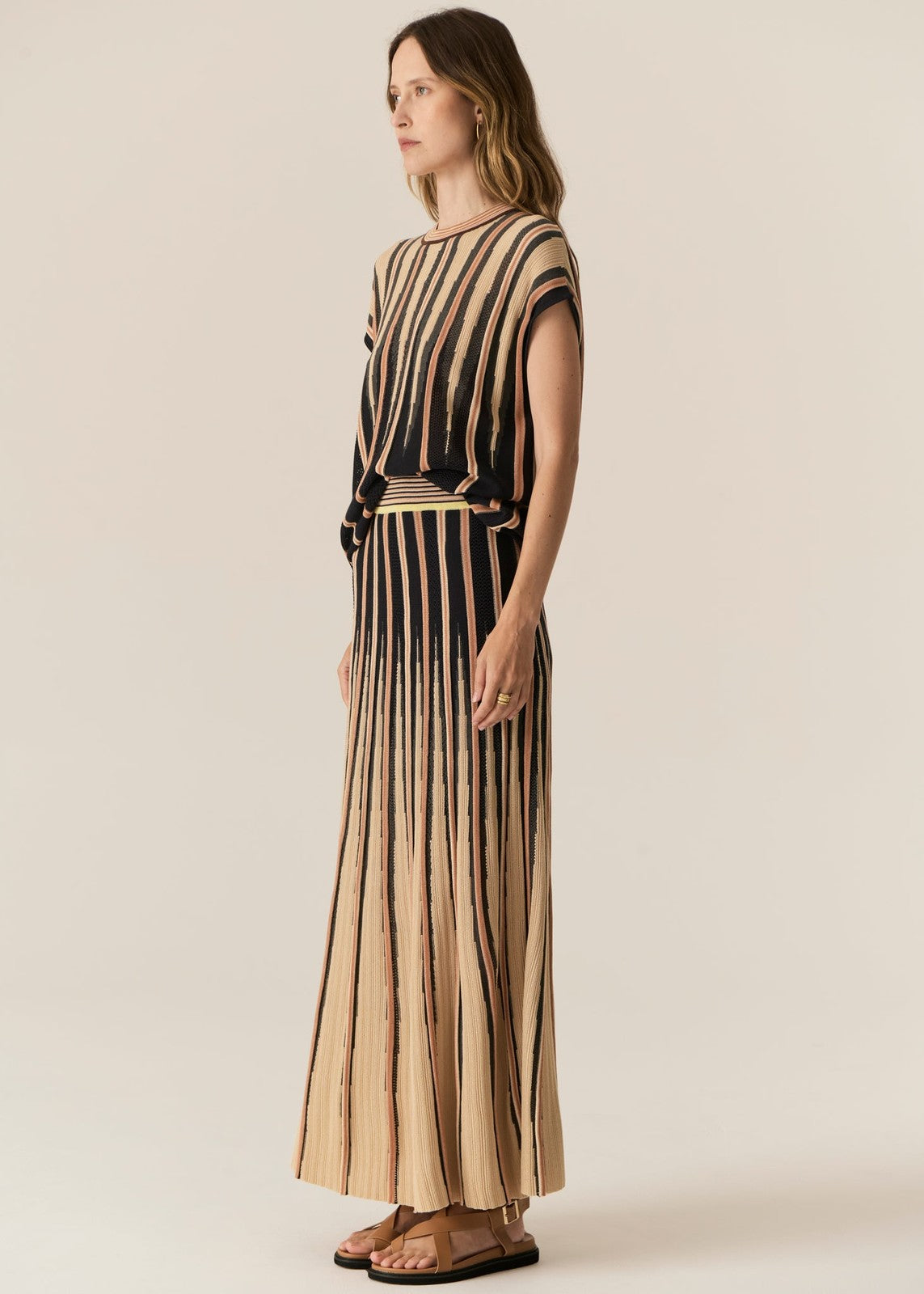 Pol Tedd Knit Skirt Ink Camel