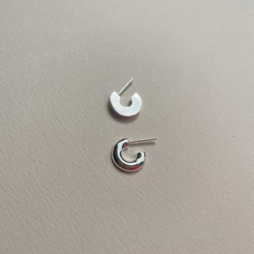 Linda Tahija Round Profile Hoop Earrings Silver