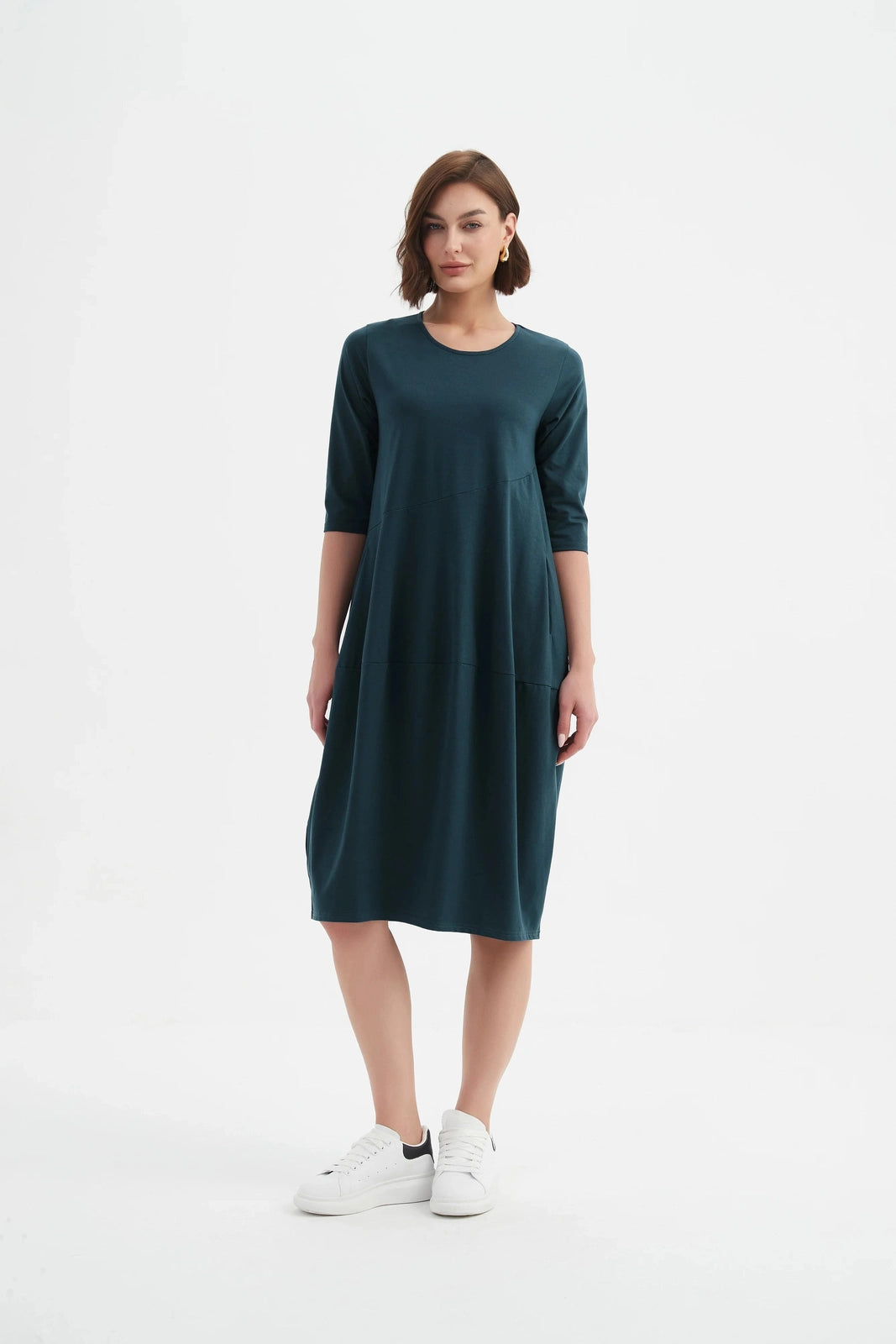 Tirelli Diagonal Seam Winter Dress Deep Ocean