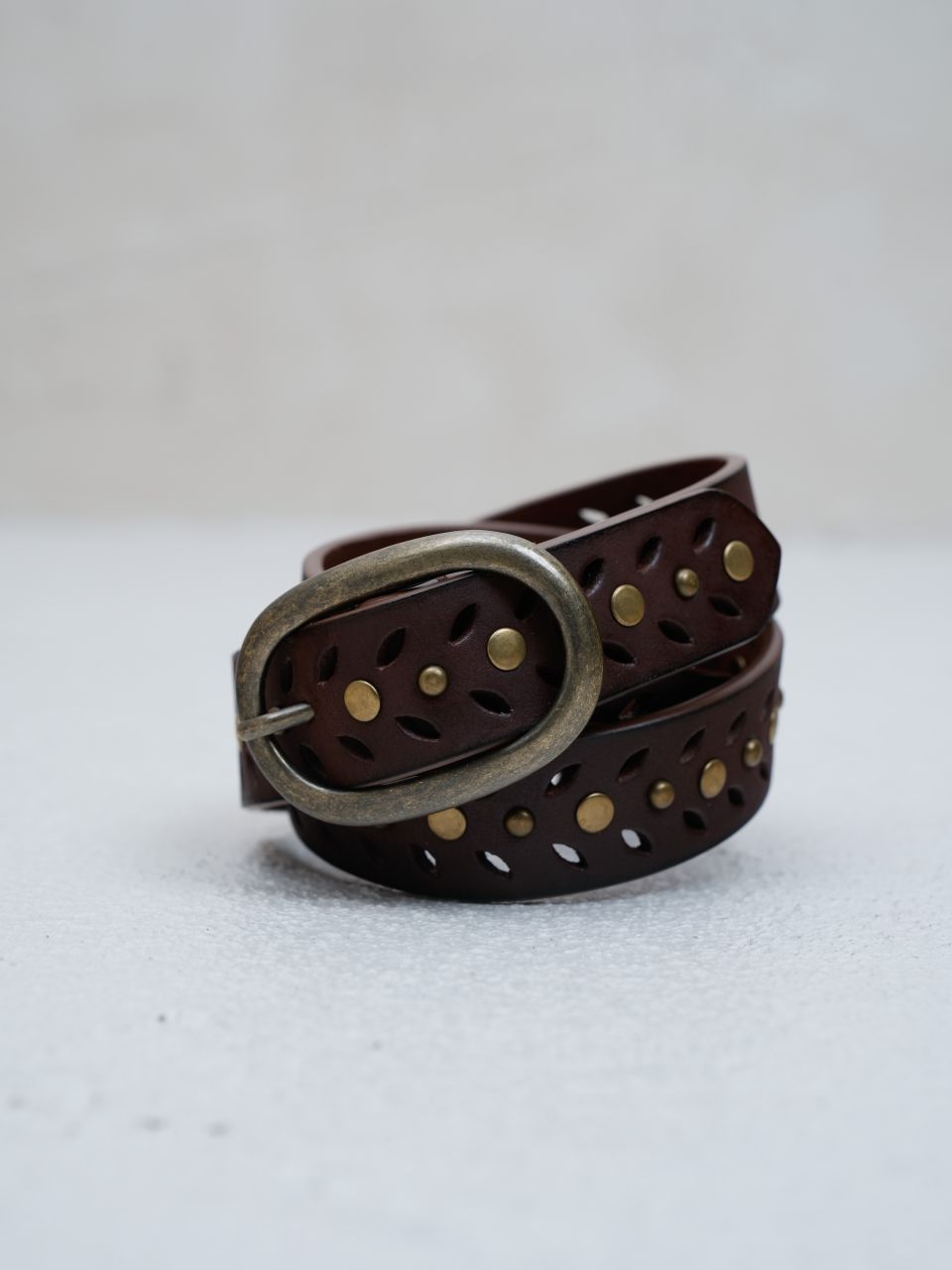 Indi + Cold Leather Studded Belt Chocolate