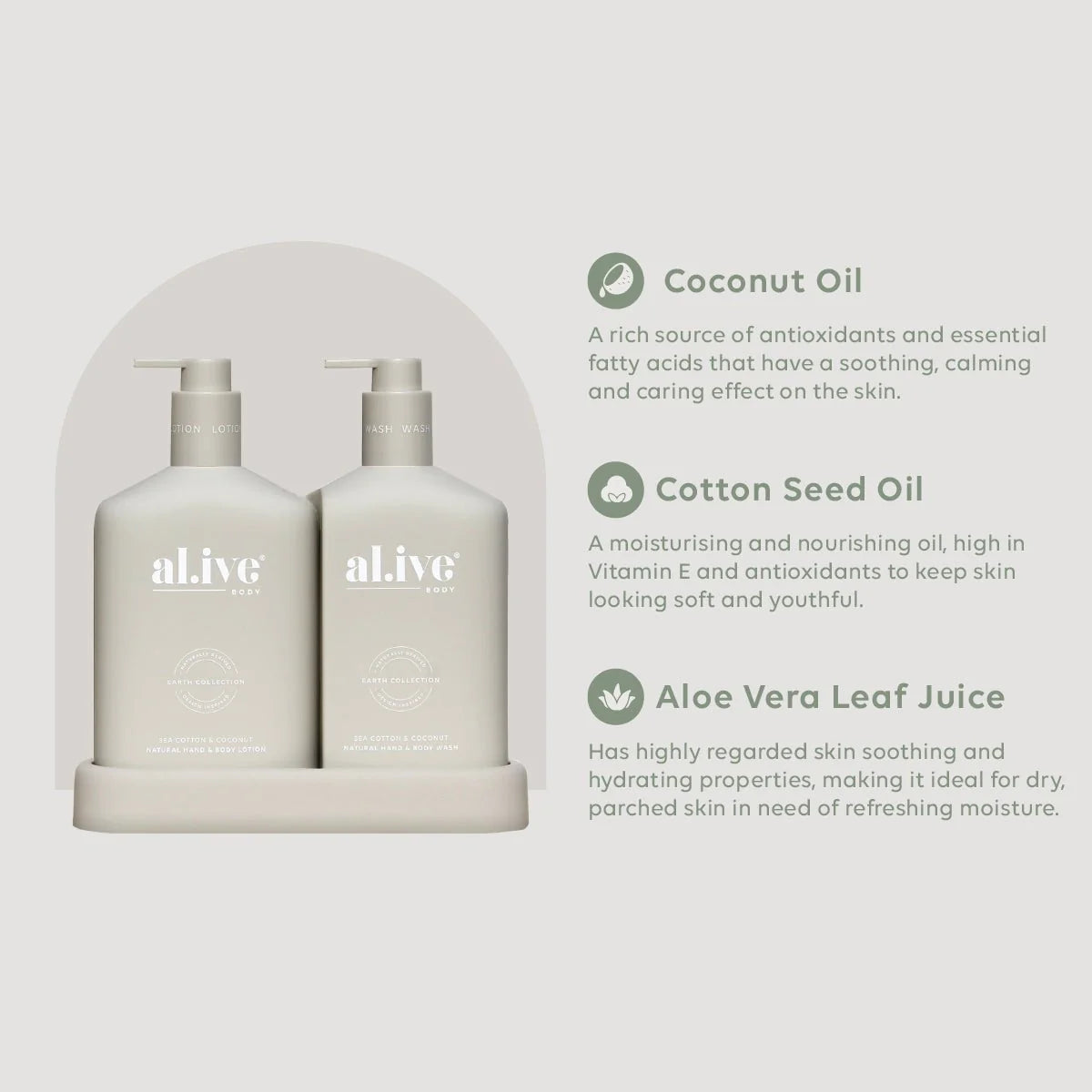 al.ive Wash + Lotion Duo: Sea Cotton + Coconut