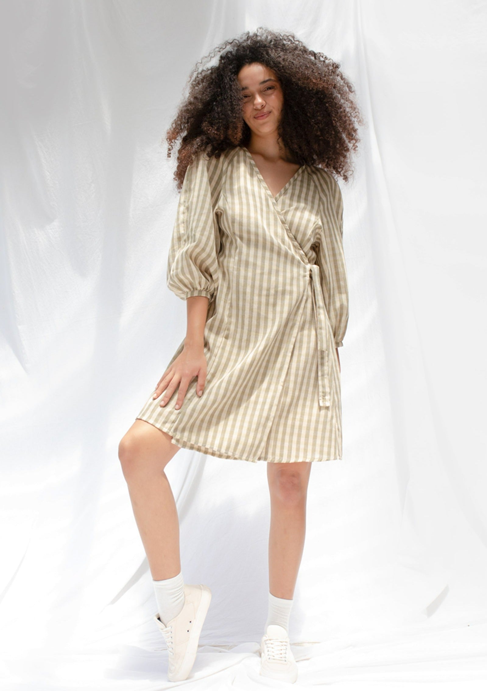 Re-create Neve Dress Olive Gingham