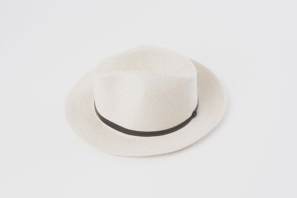 Borsalino Hat Leather Strap Off White