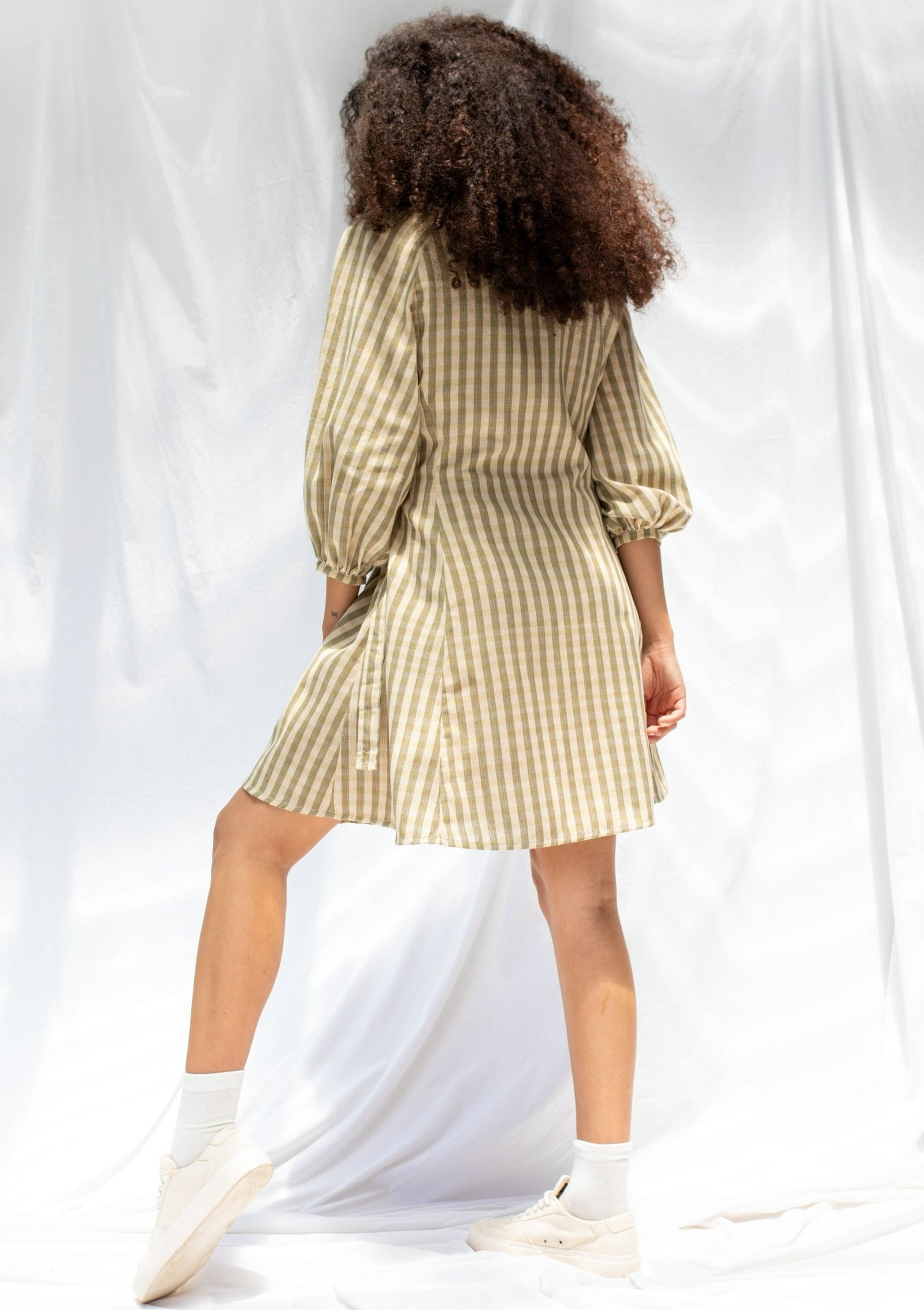 Re-create Neve Dress Olive Gingham