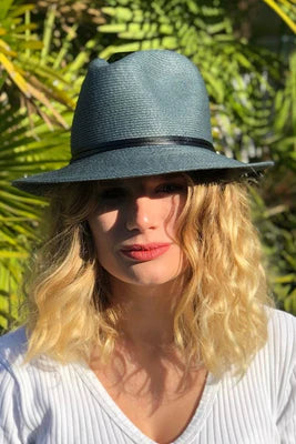 Borsalino Hat Leather Strap Slate