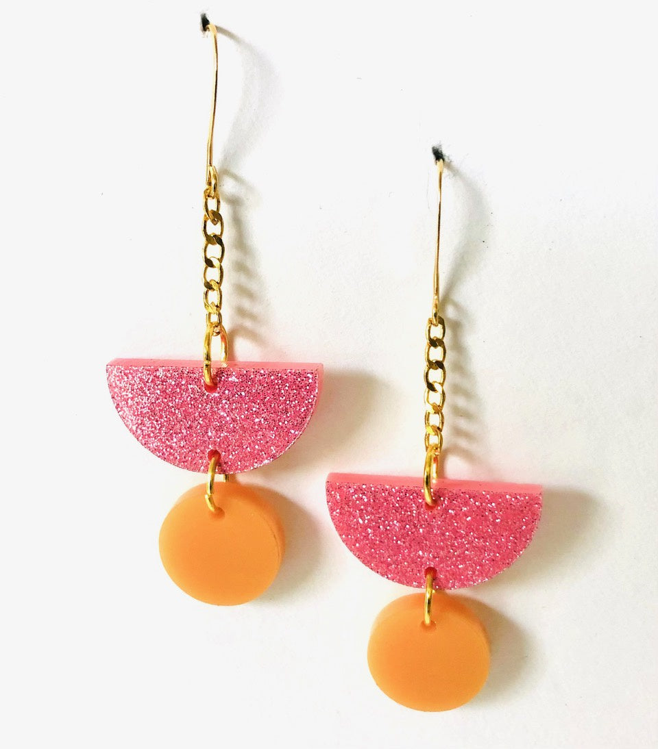 Hagen & Co Unchained Melody Earrings Pink/Orange