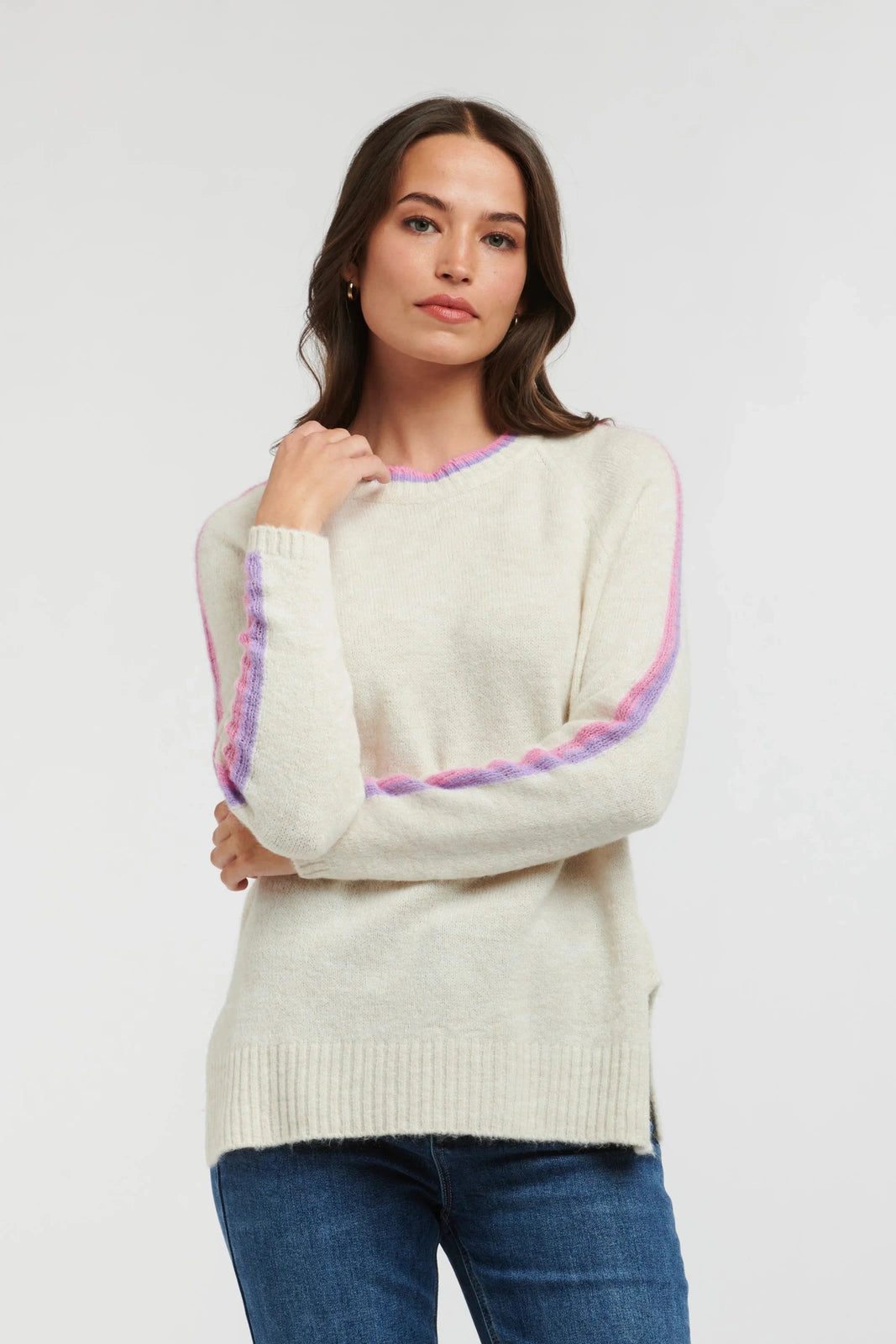Italian Star Racer Round Neck Knit Natural OS