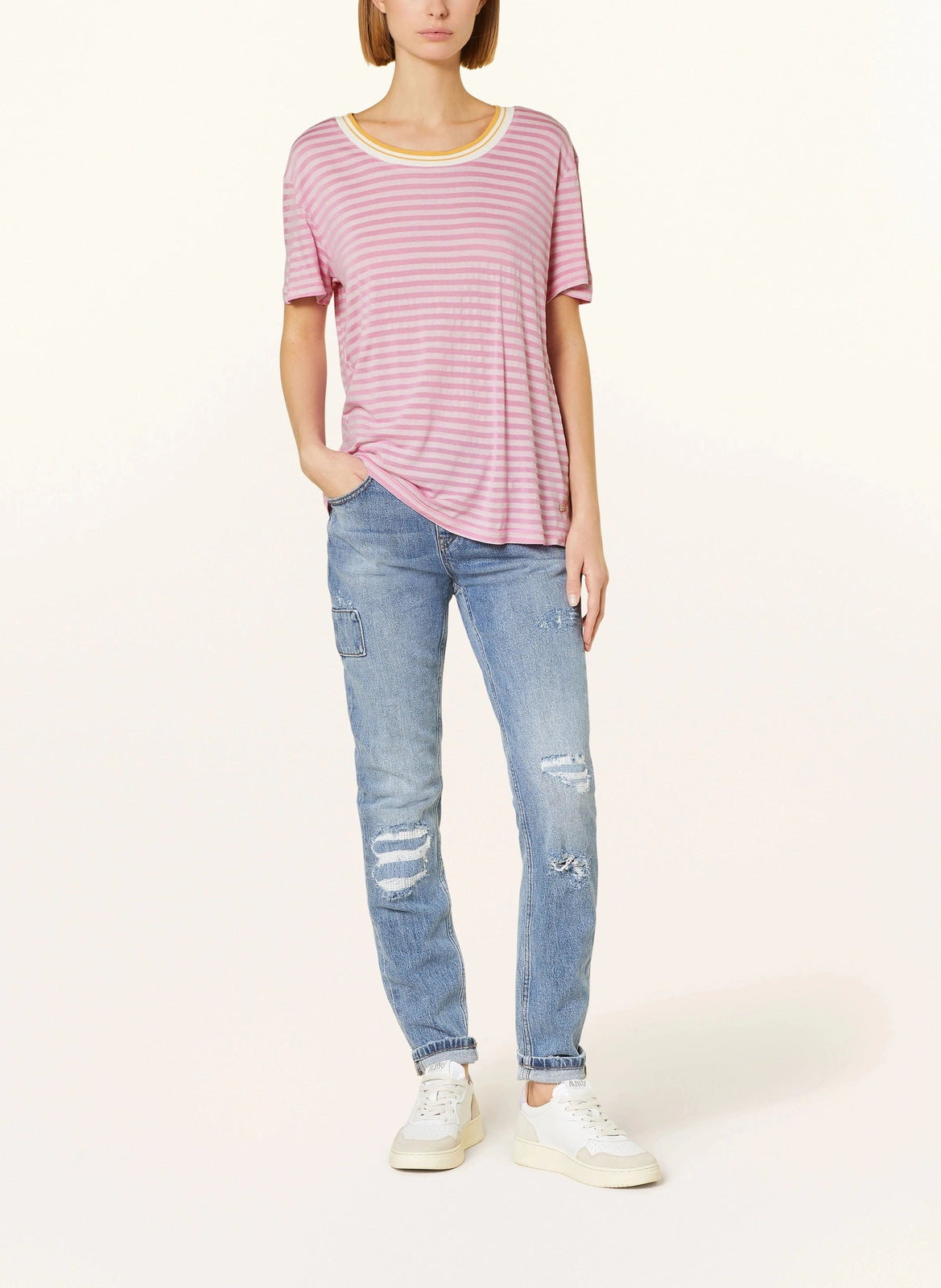 Mos Mosh MM Phila Stripe Tee Begonia Pink