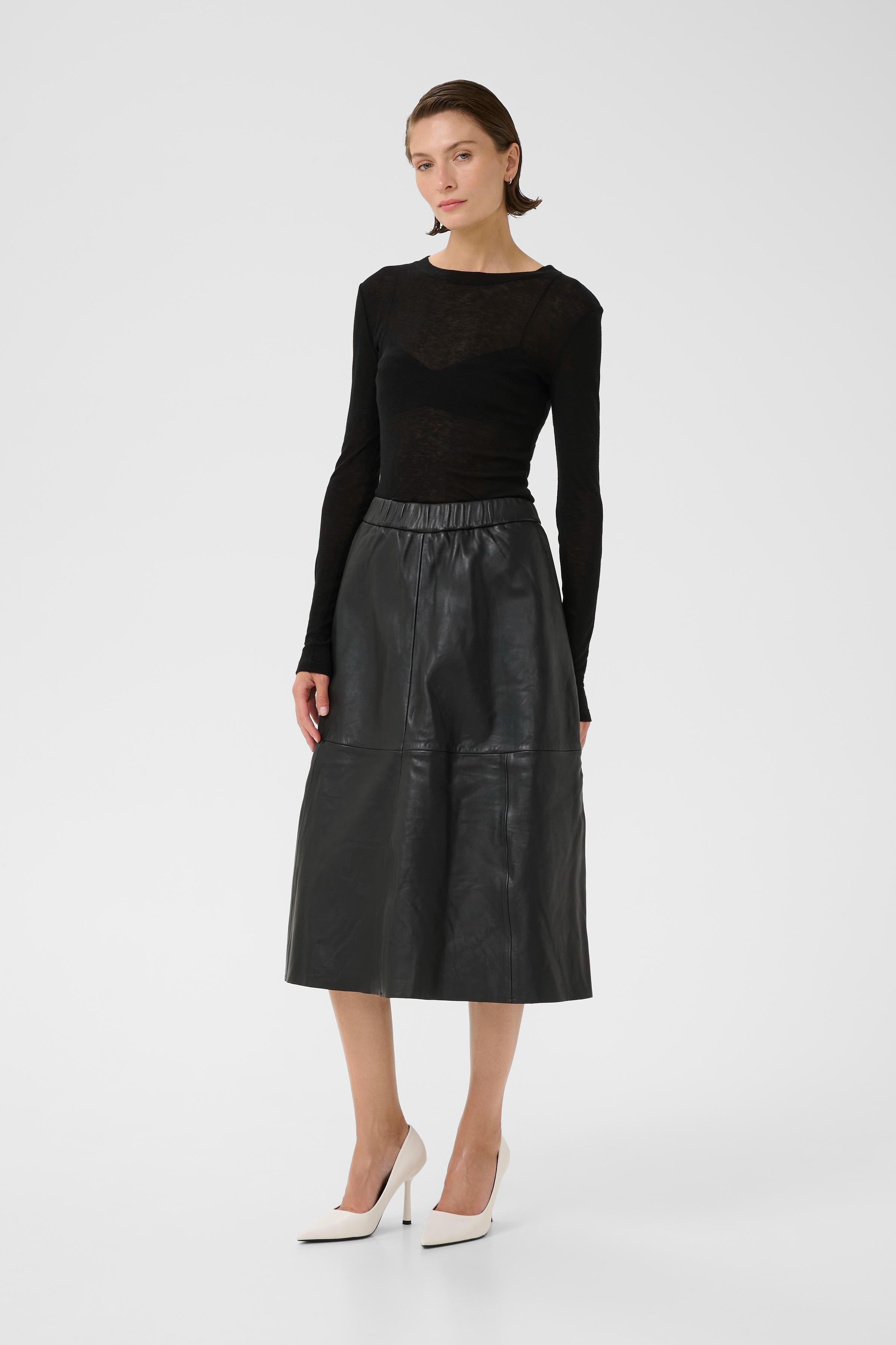 Karen by Simonsen Anja Leather Skirt Black - Sample
