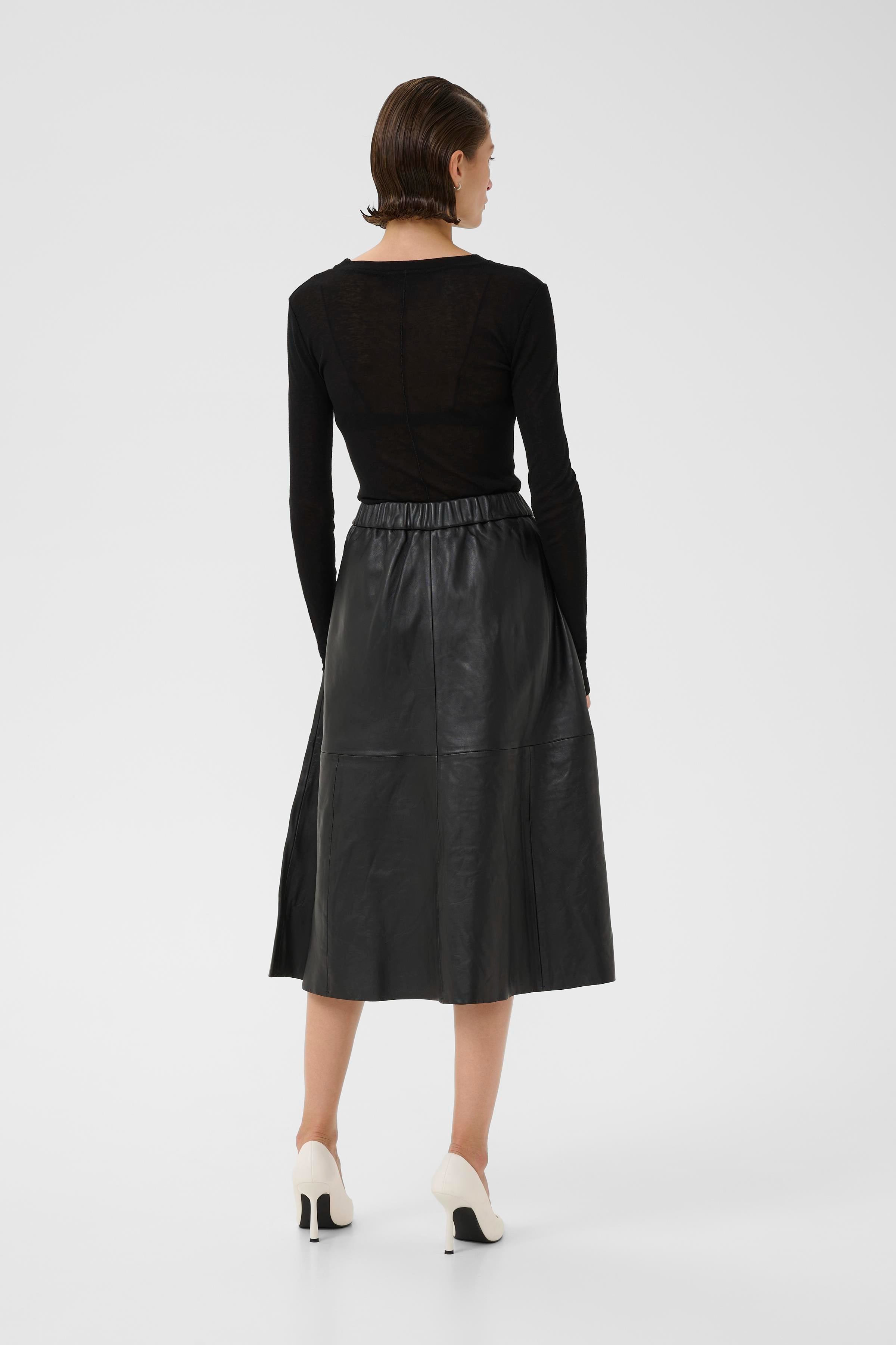 Karen by Simonsen Anja Leather Skirt Black - Sample