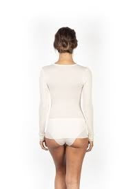 EGI Wool Silk Rib Knit LS Lace Trim White
