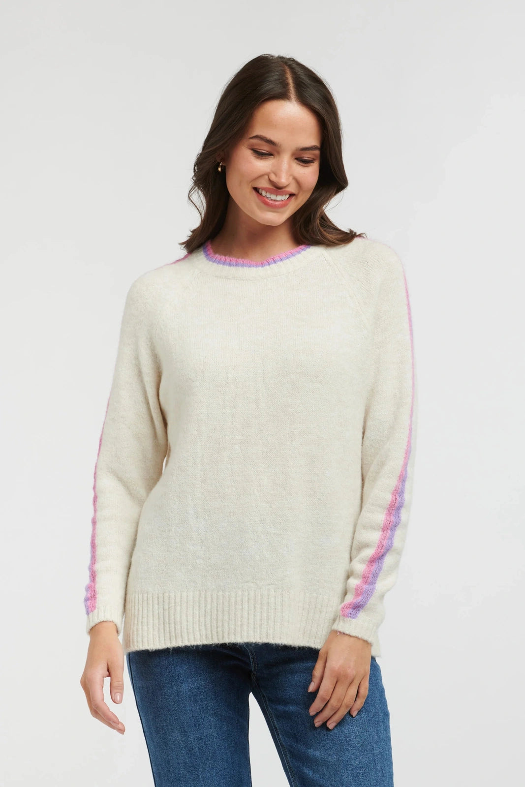 Italian Star Racer Round Neck Knit Natural OS