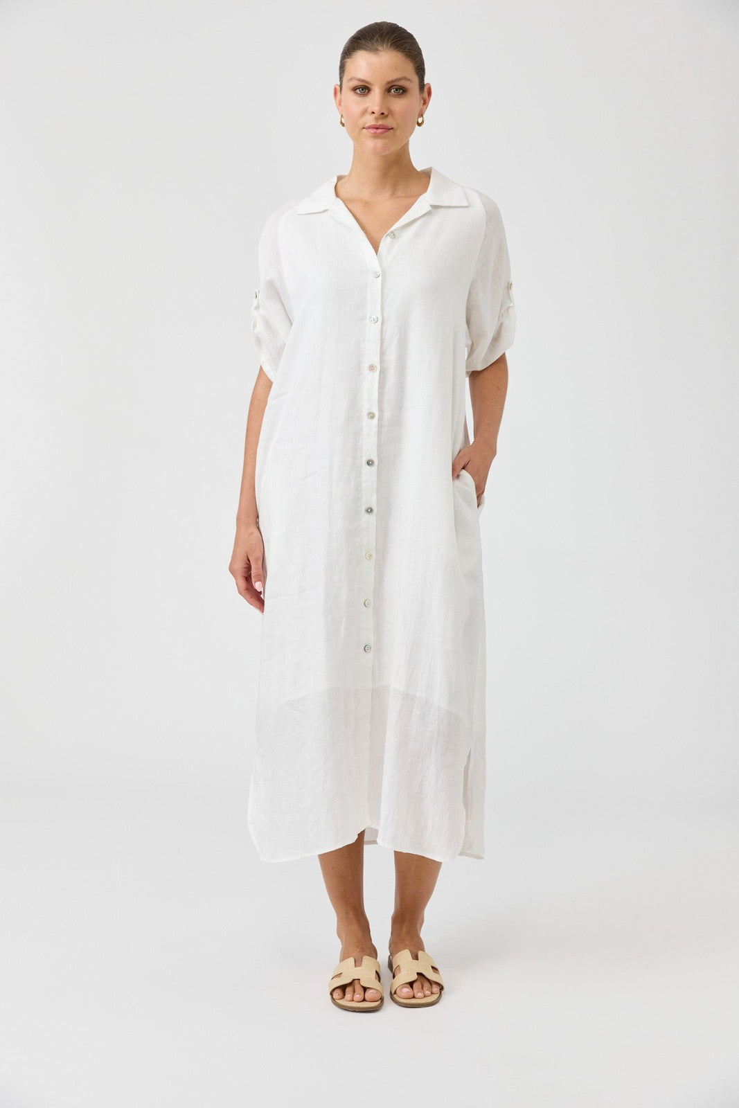 Eb & Ive Studio Shirt Dress Salt