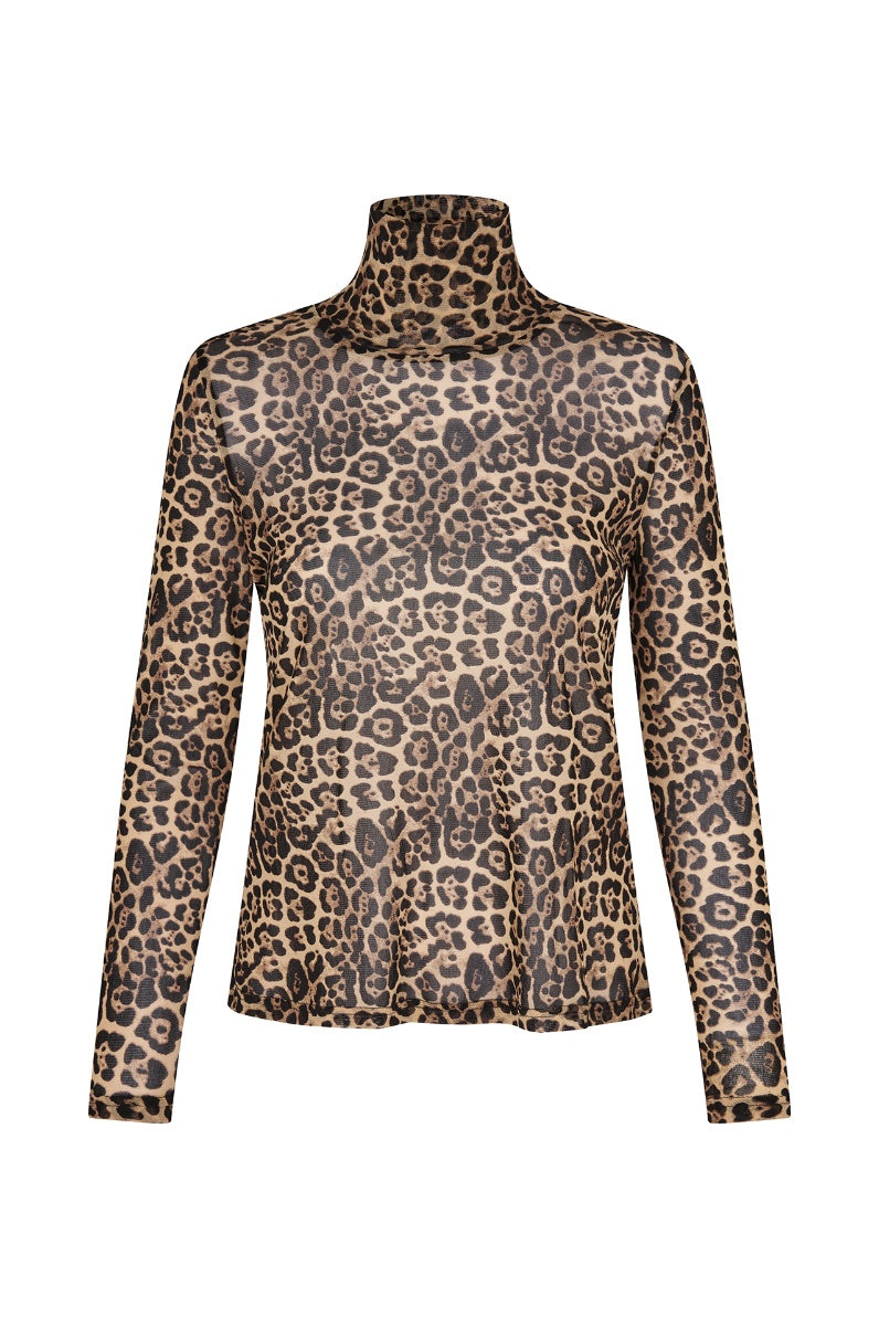 Lollys Laundry Orie High Neck Blouse LS Leopard Print