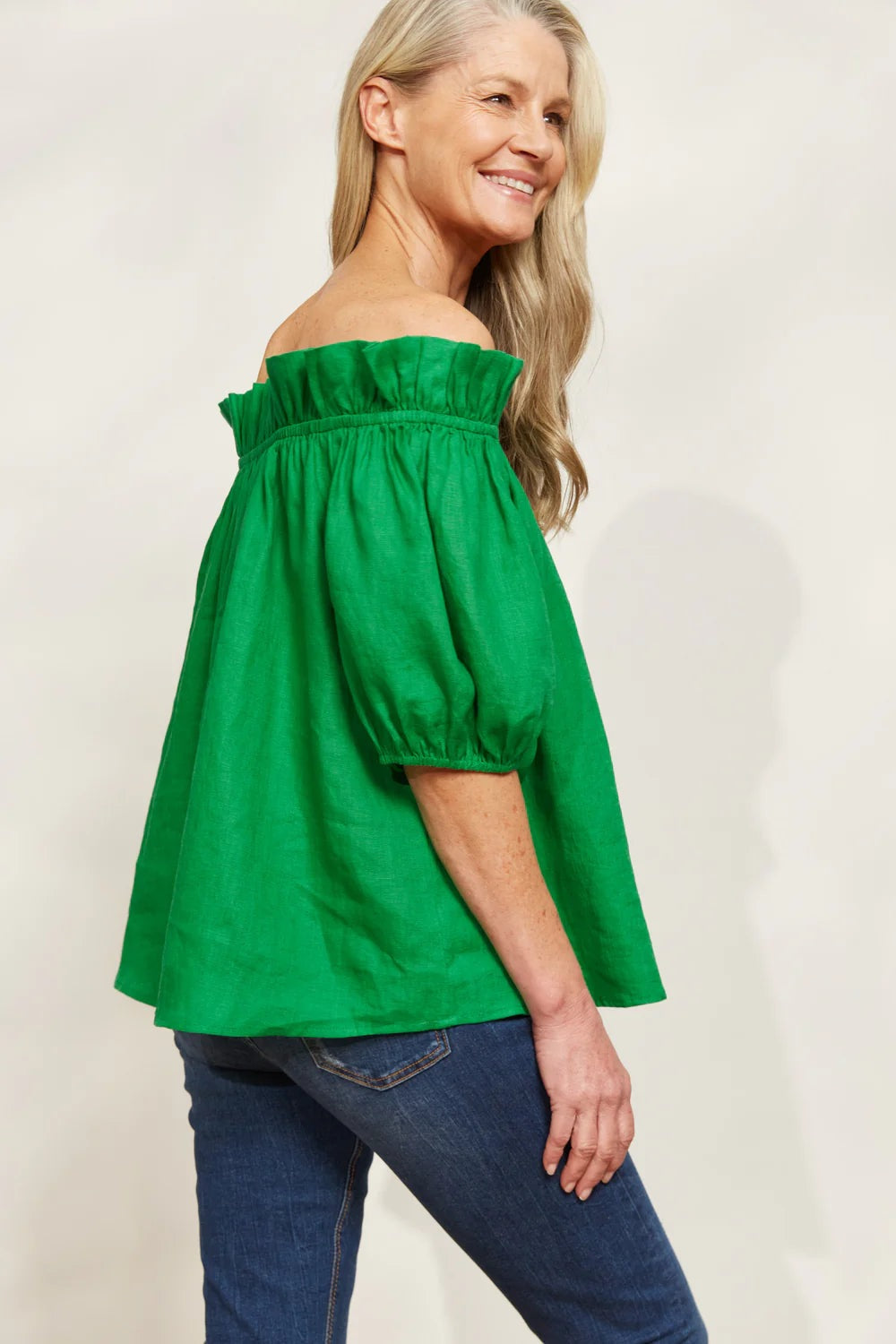 Eb & Ive Halcyon Ruched Top Emerald