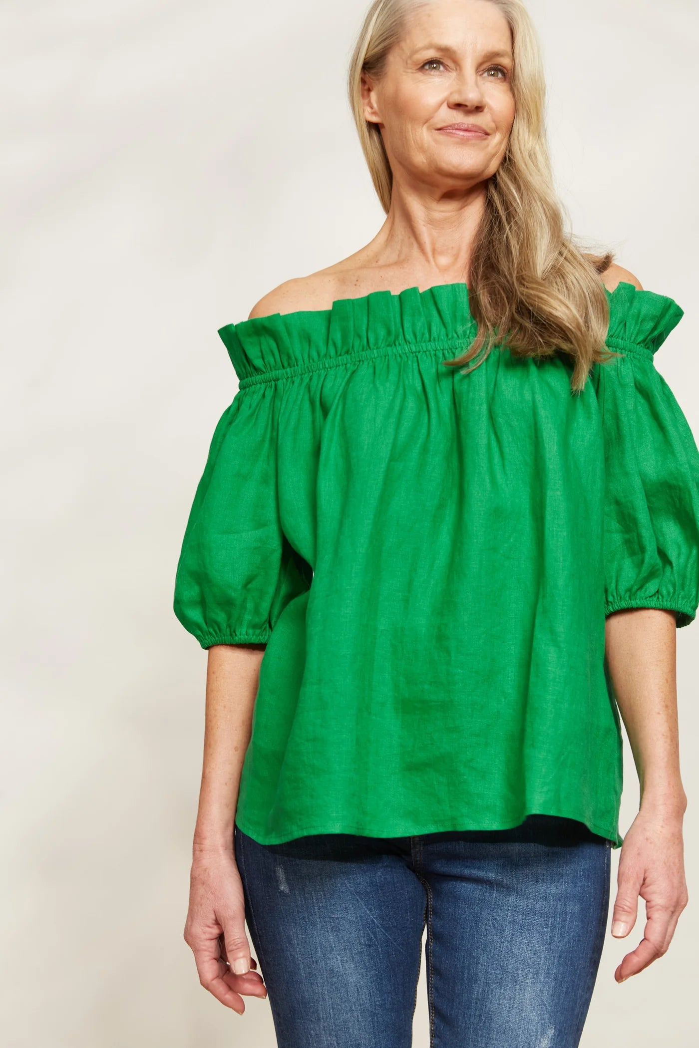 Eb & Ive Halcyon Ruched Top Emerald