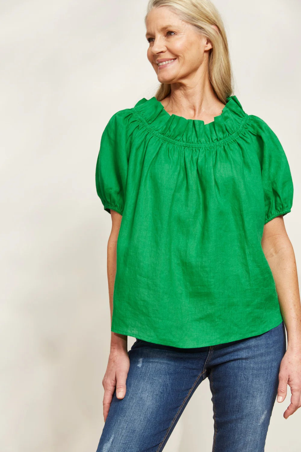 Eb & Ive Halcyon Ruched Top Emerald