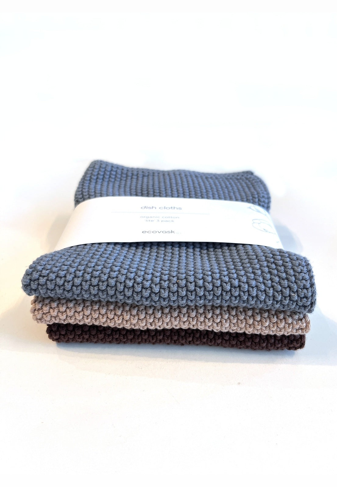 Ecovask 'lite' 3 pack cloths - Denim Chocolate