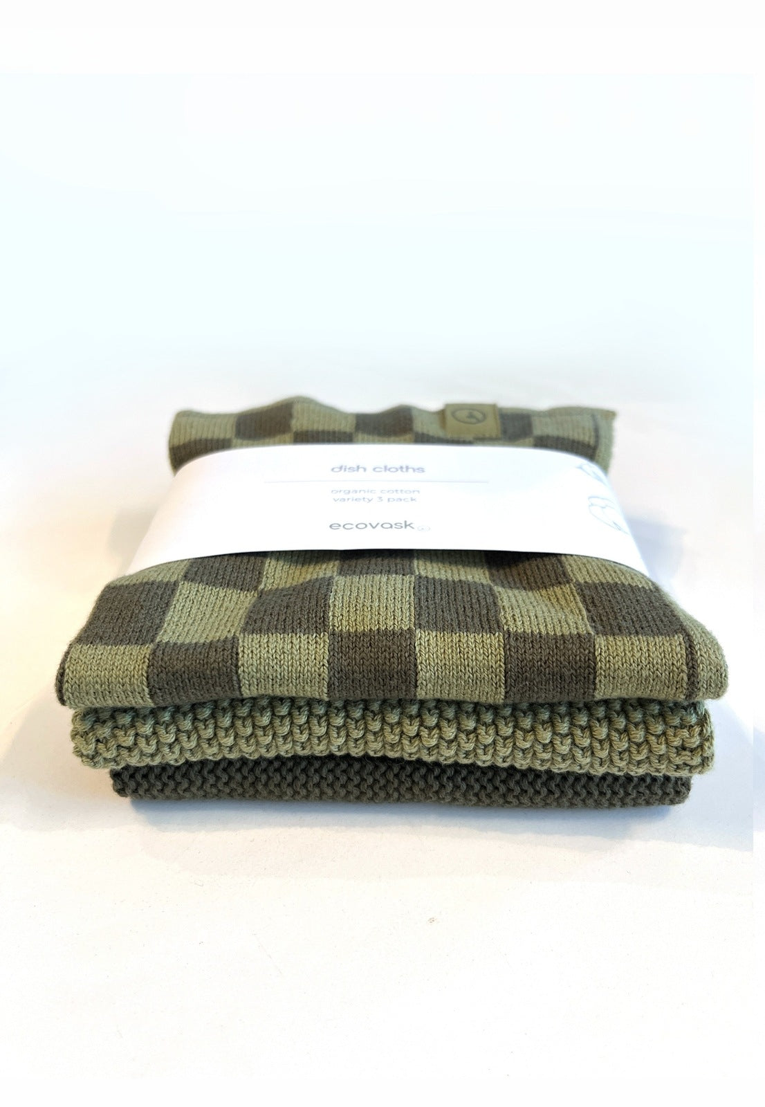 Ecovask 3 Pack Variety Cloths - Olive Pistachio Chequer