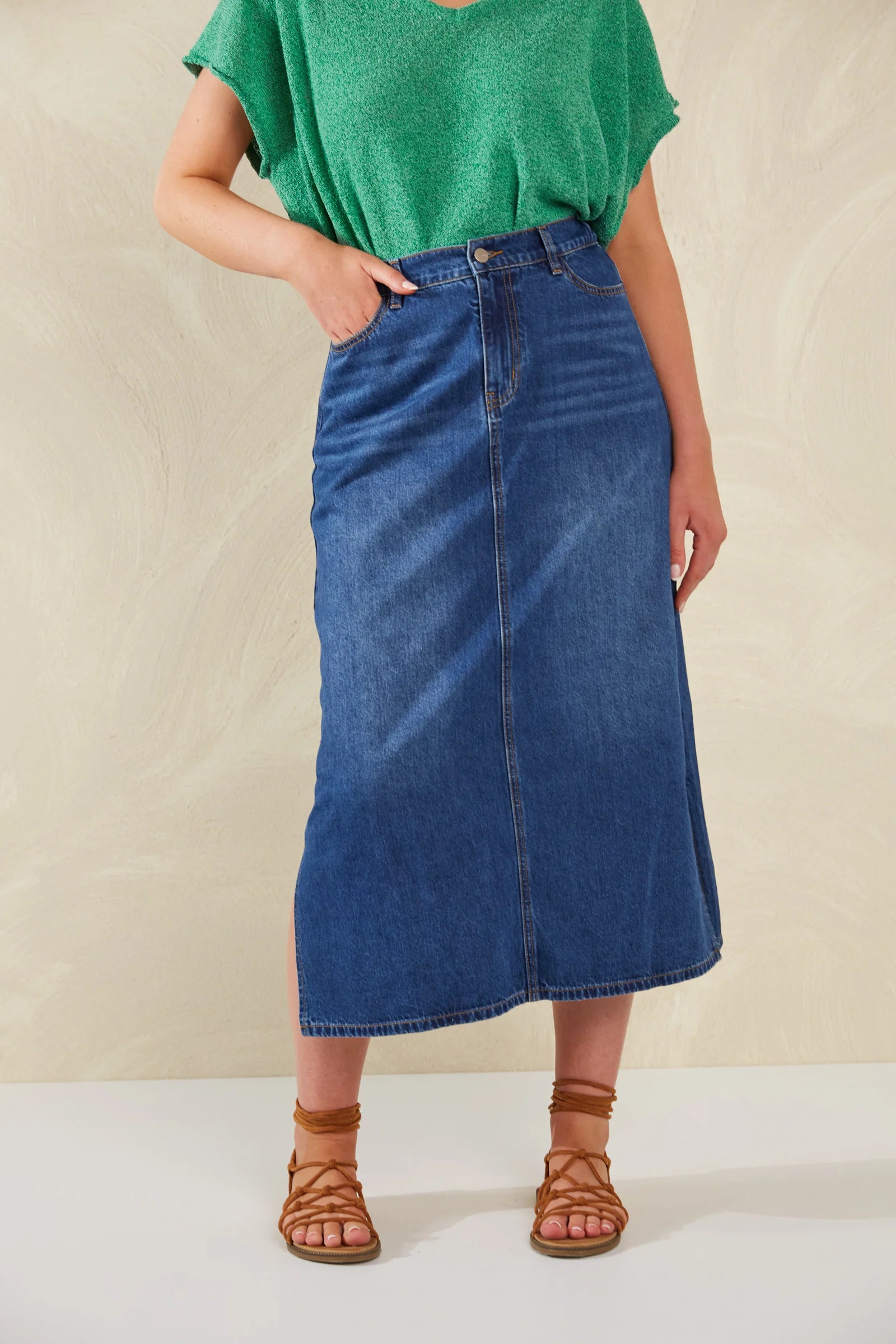 Haven Dalton Denim Skirt Indigo