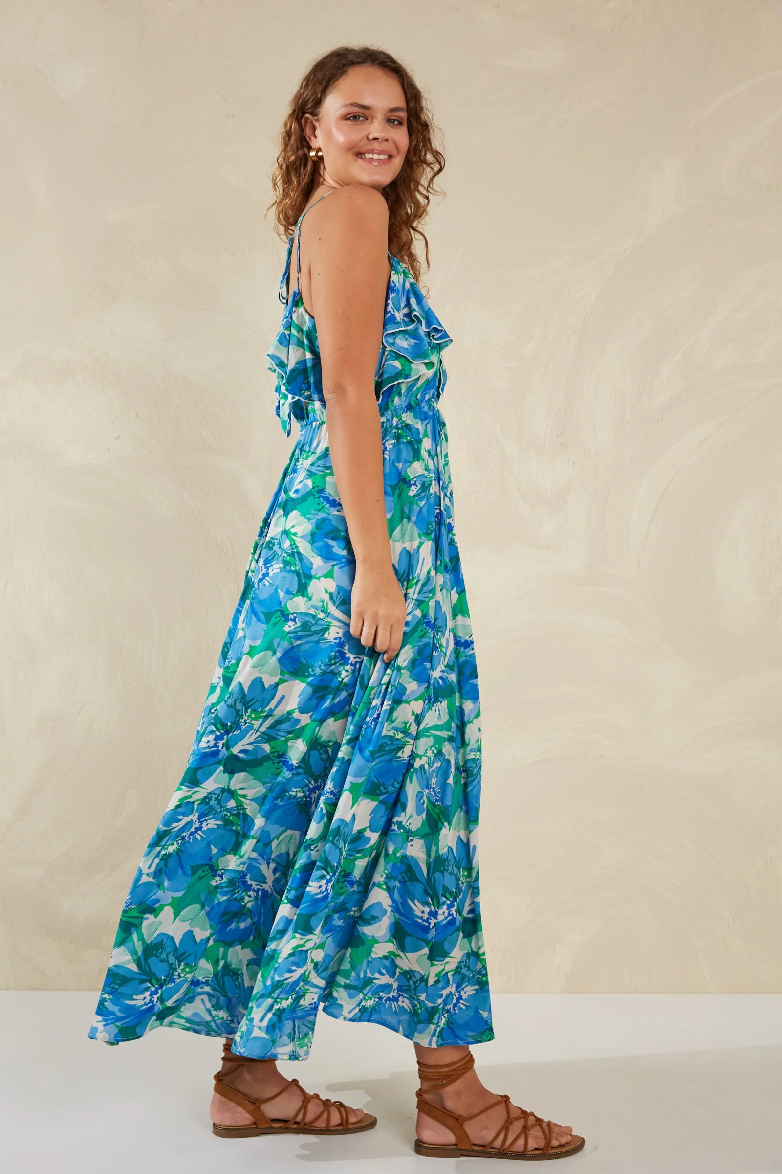 Haven Lipari Frill Maxi Dress Petali