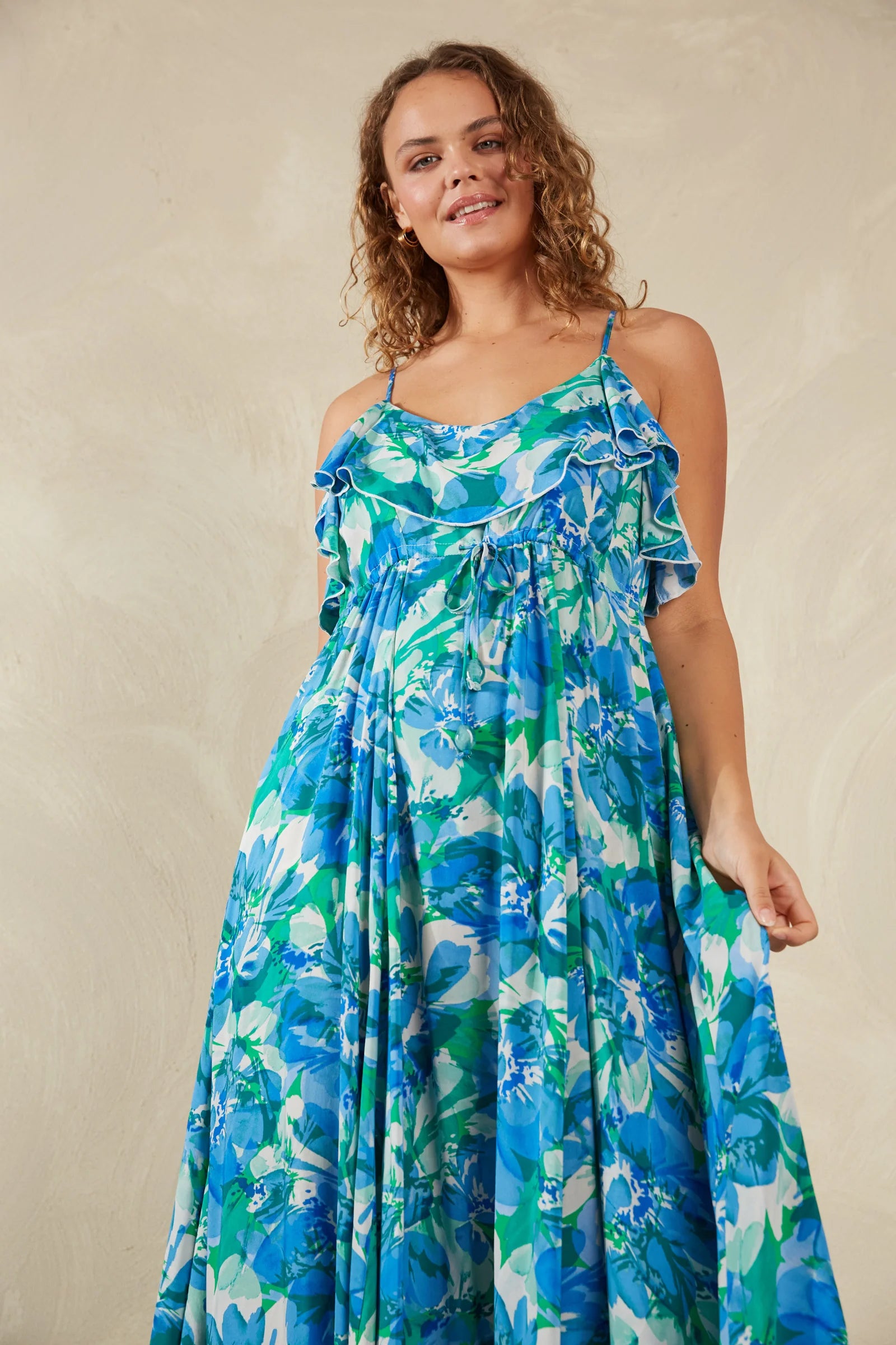 Haven Lipari Frill Maxi Dress Petali