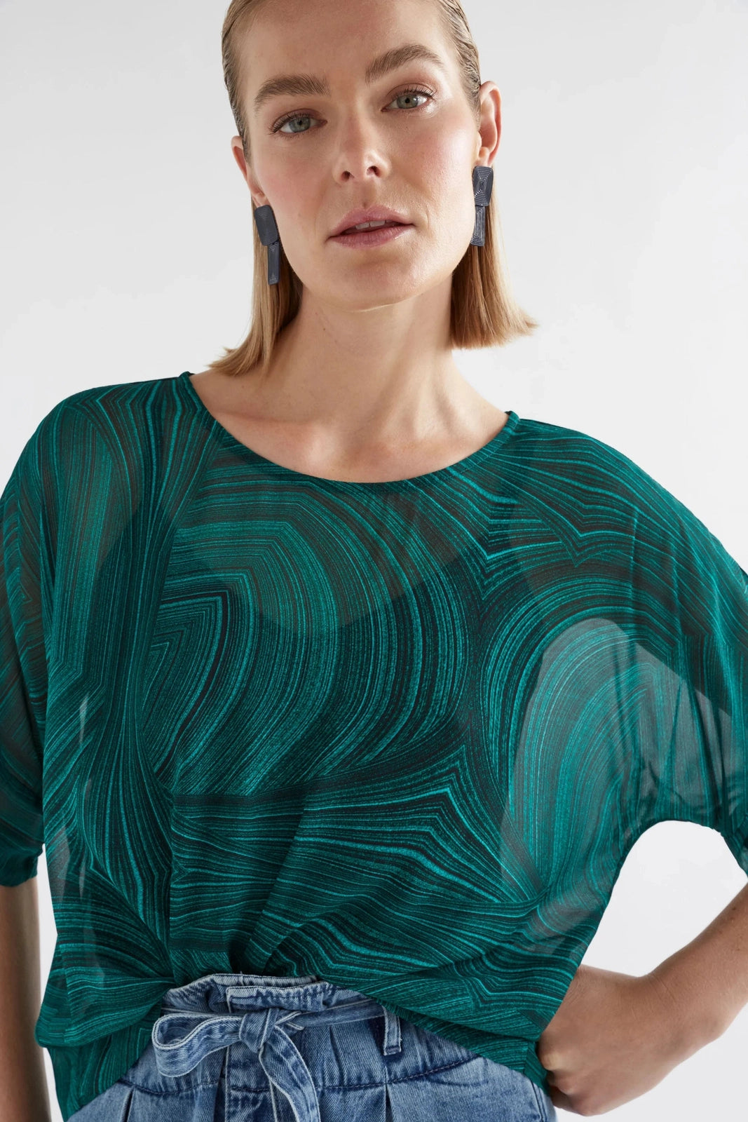 Elk Krava Sheer Top Malachite Print