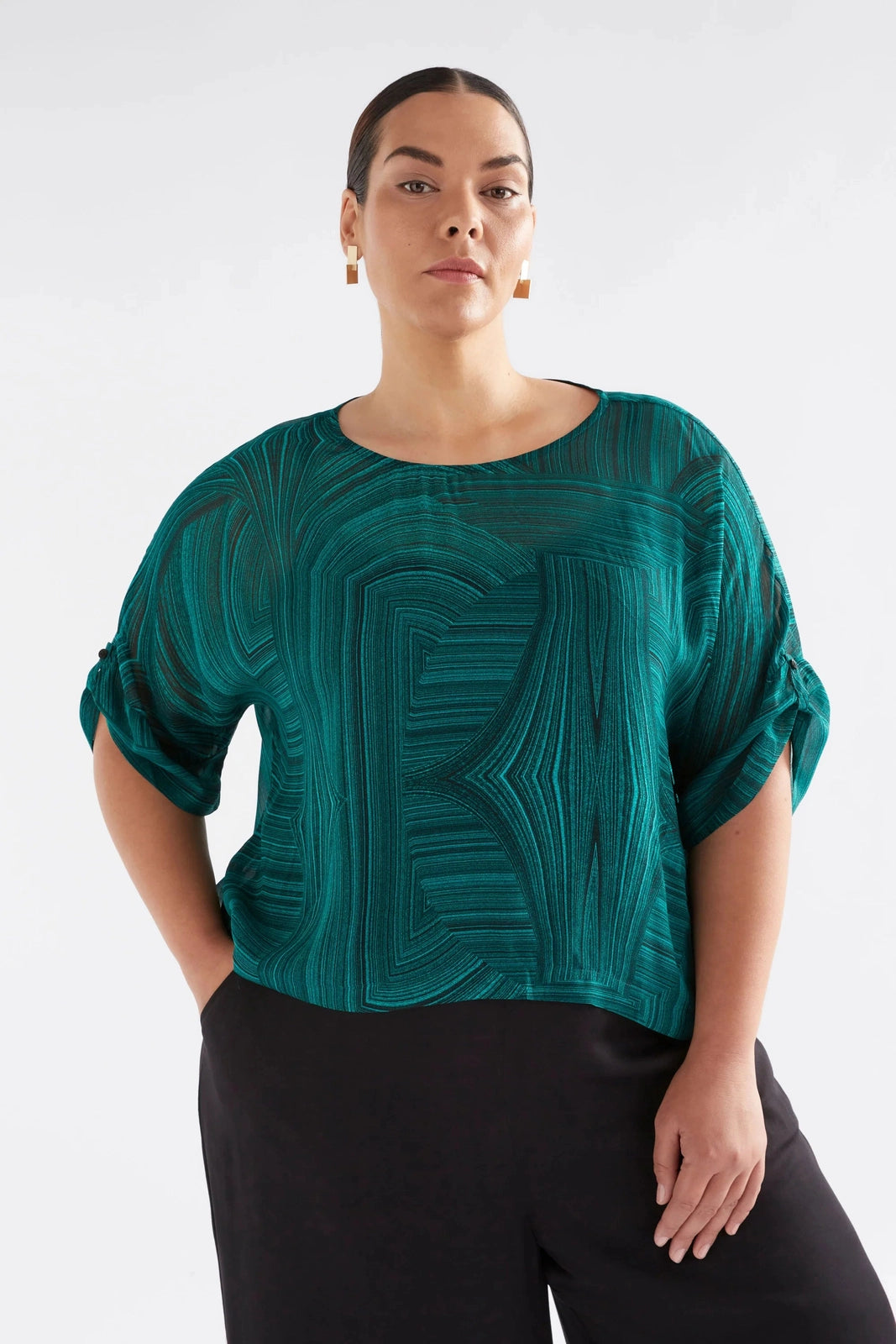 Elk Krava Sheer Top Malachite Print