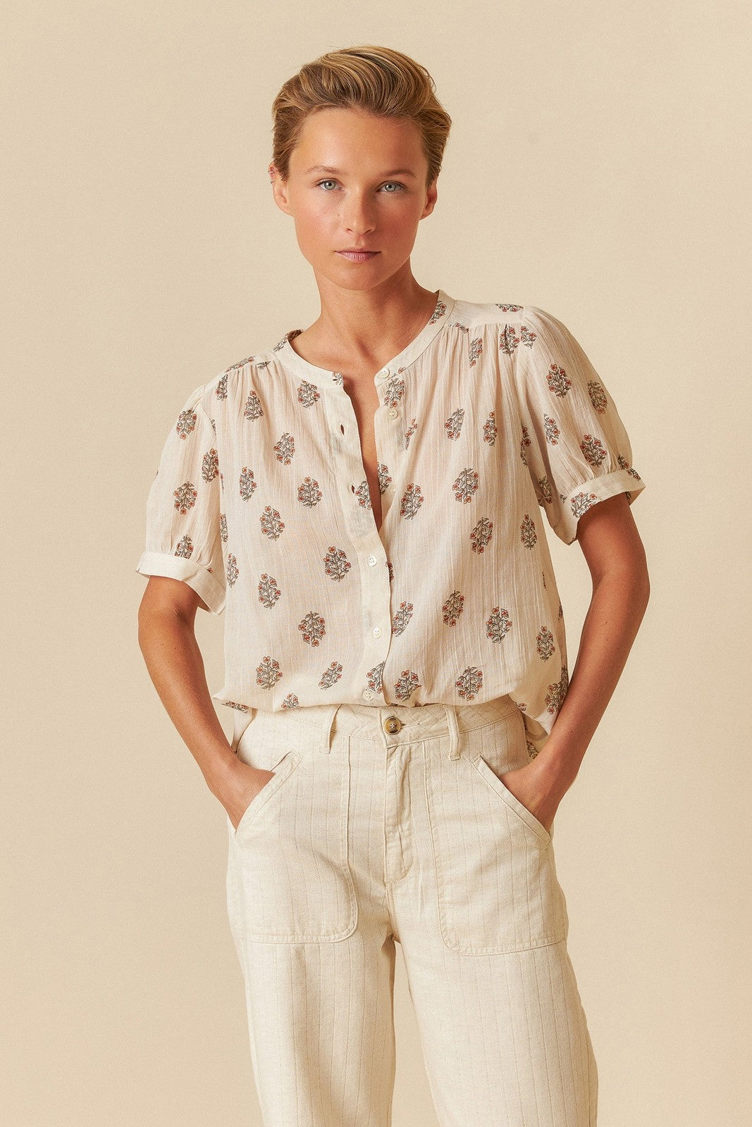 Indi & Cold AD175 Cotton Voile Shirt Stone