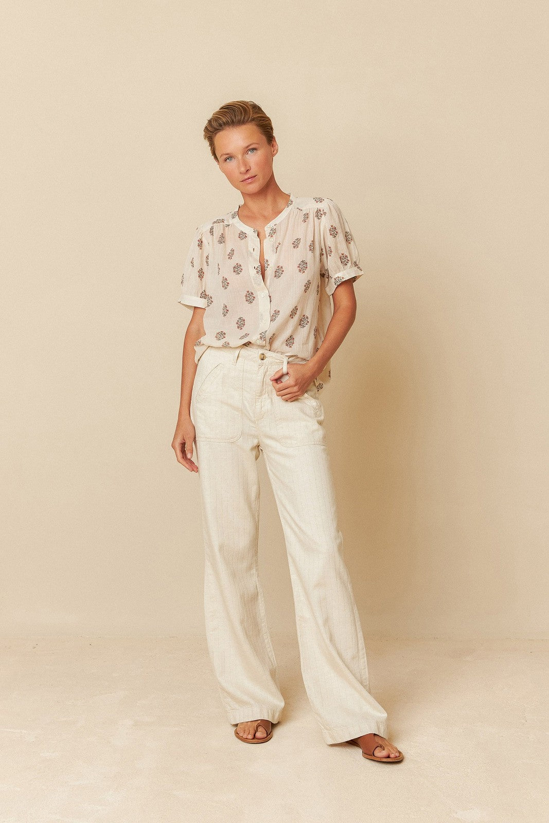 Indi & Cold AD175 Cotton Voile Shirt Stone