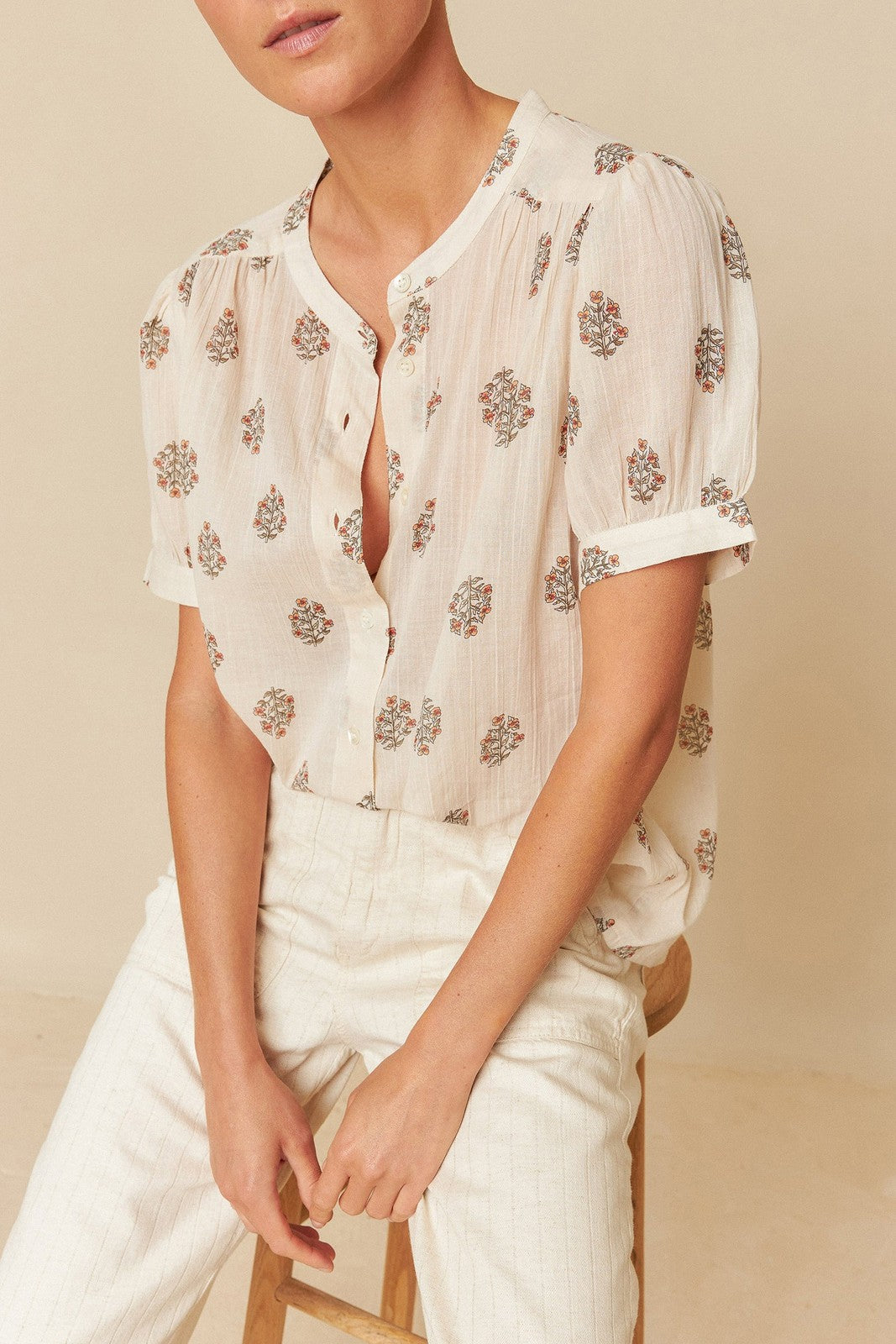 Indi & Cold AD175 Cotton Voile Shirt Stone
