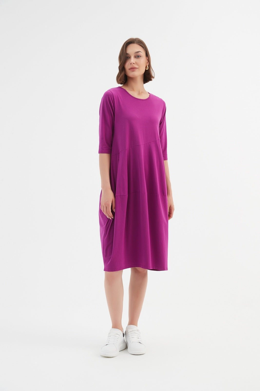 Tirelli Diagonal Seam Dress Fuchsia