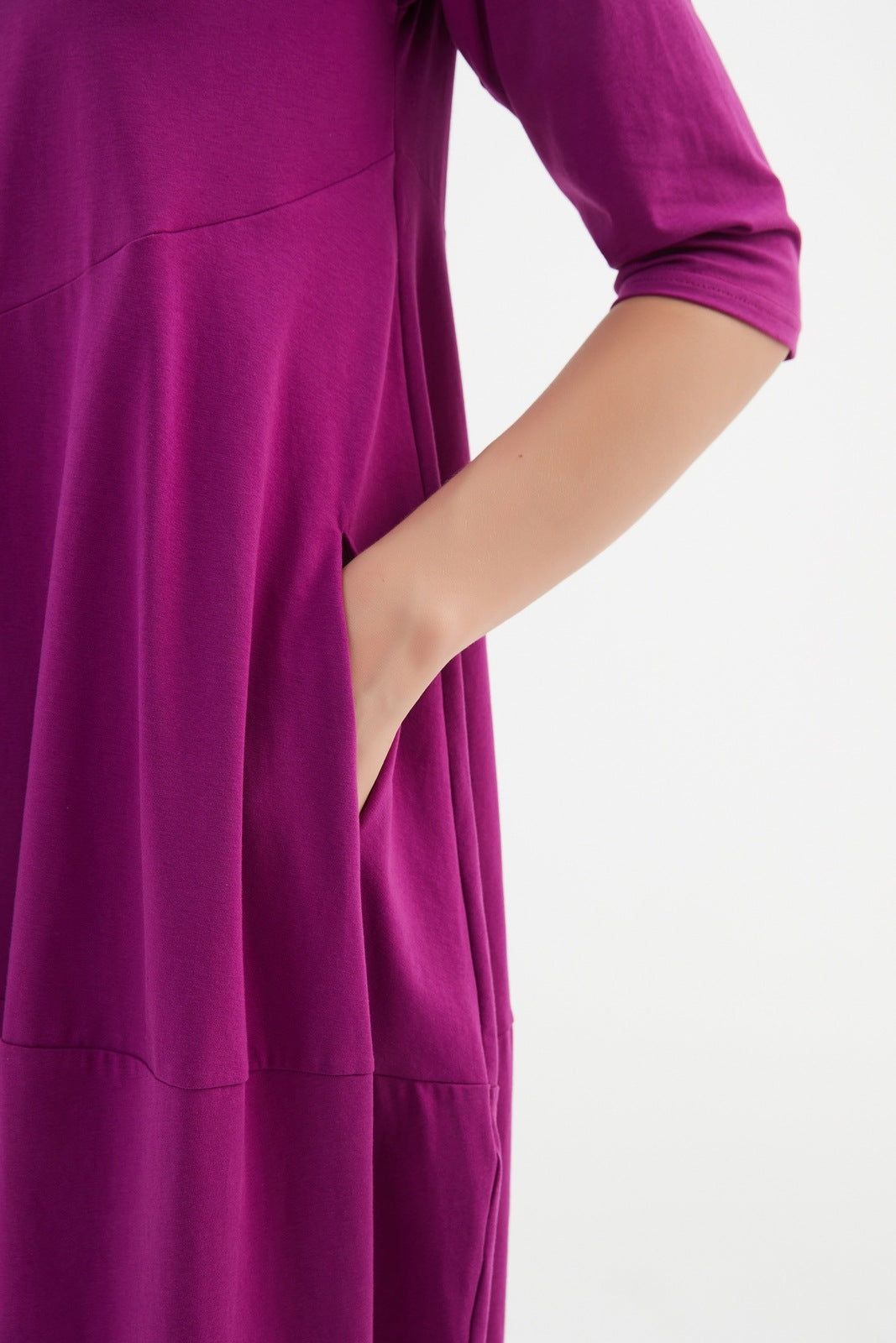 Tirelli Diagonal Seam Dress Fuchsia