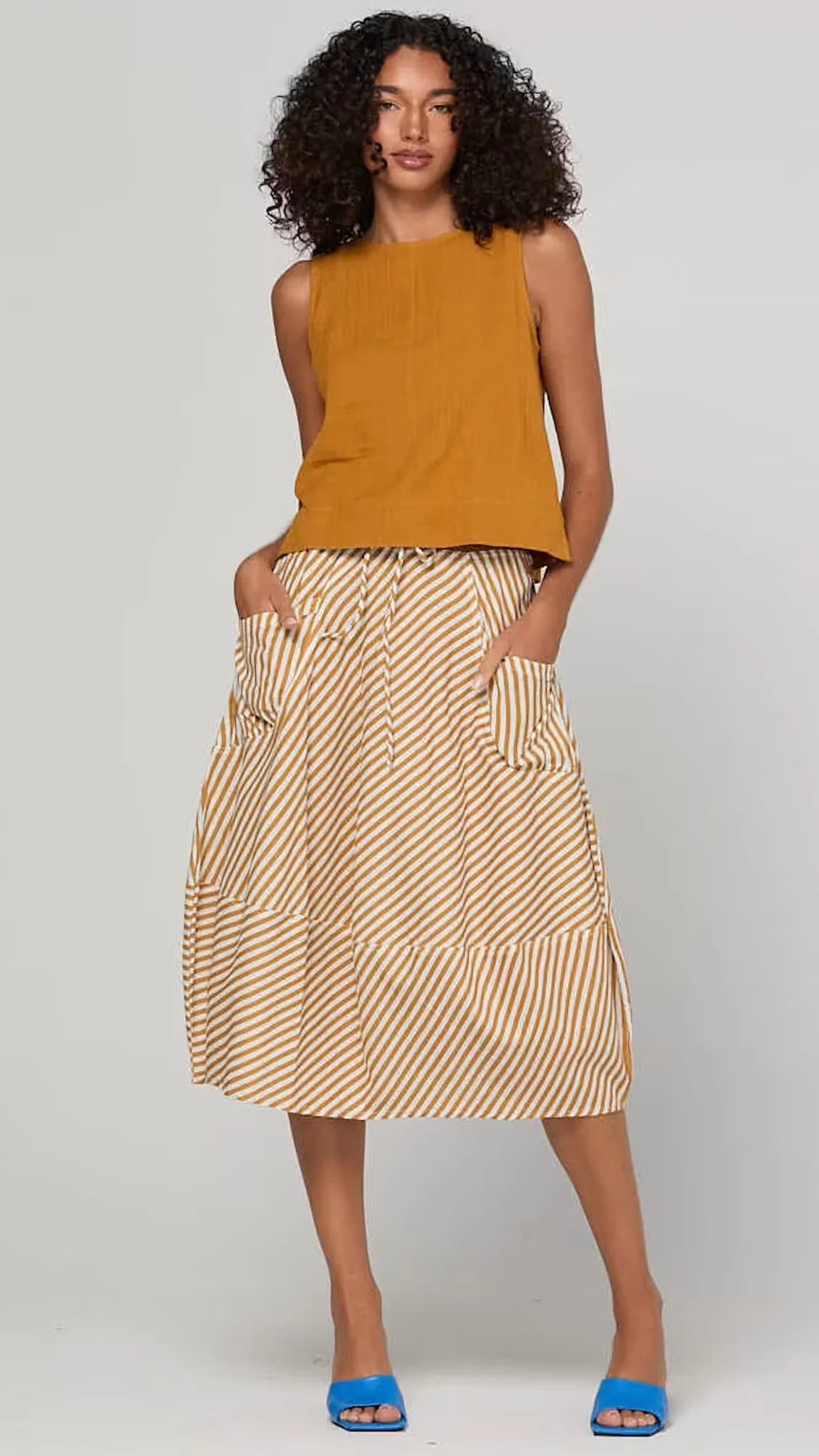 Boom Shankar Guru Skirt Mustard Stripe