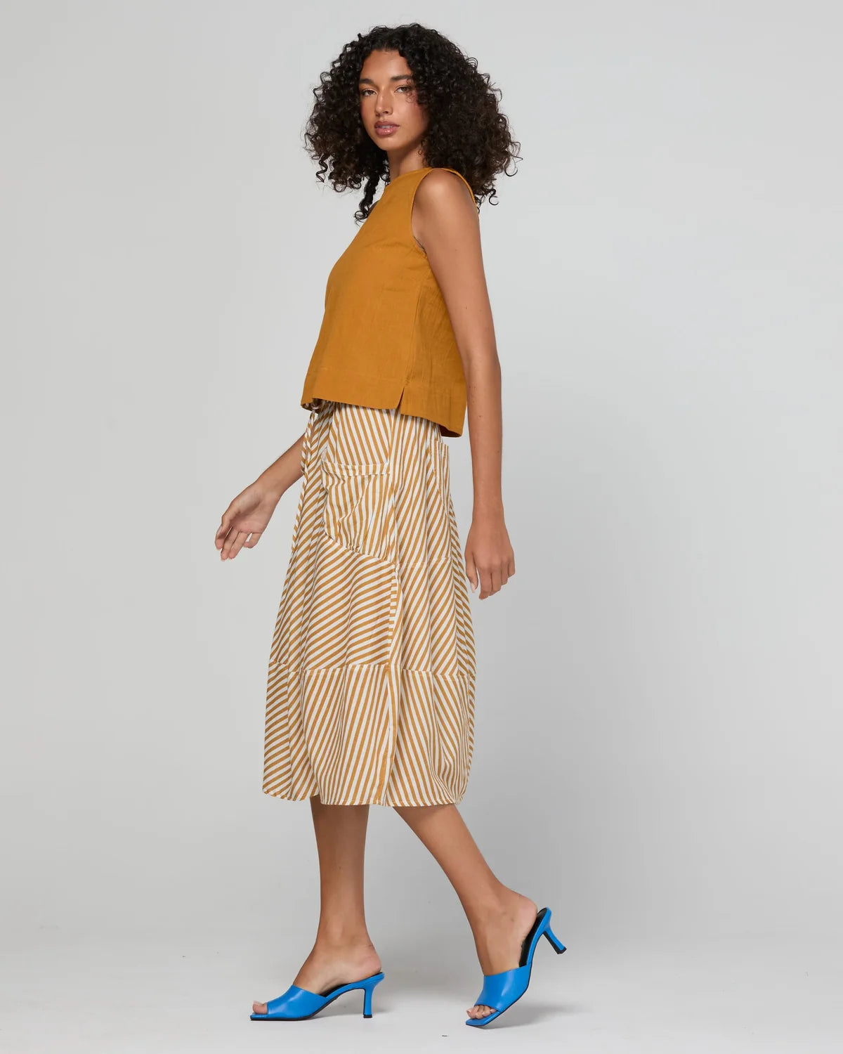 Boom Shankar Guru Skirt Mustard Stripe