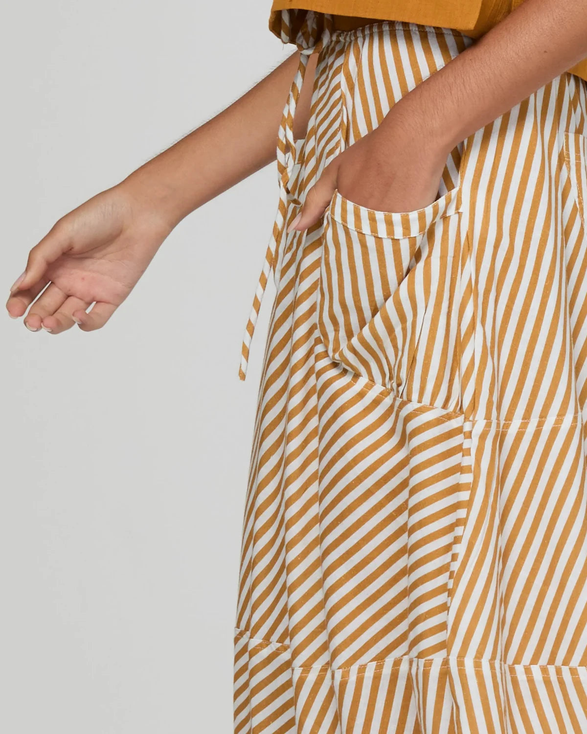 Boom Shankar Guru Skirt Mustard Stripe