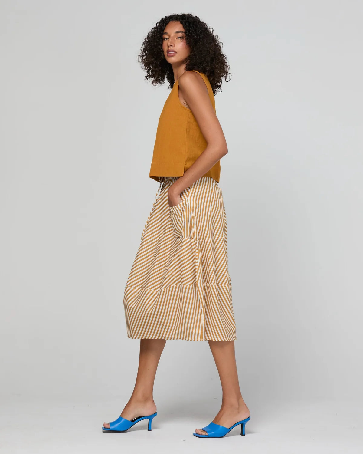 Boom Shankar Guru Skirt Mustard Stripe