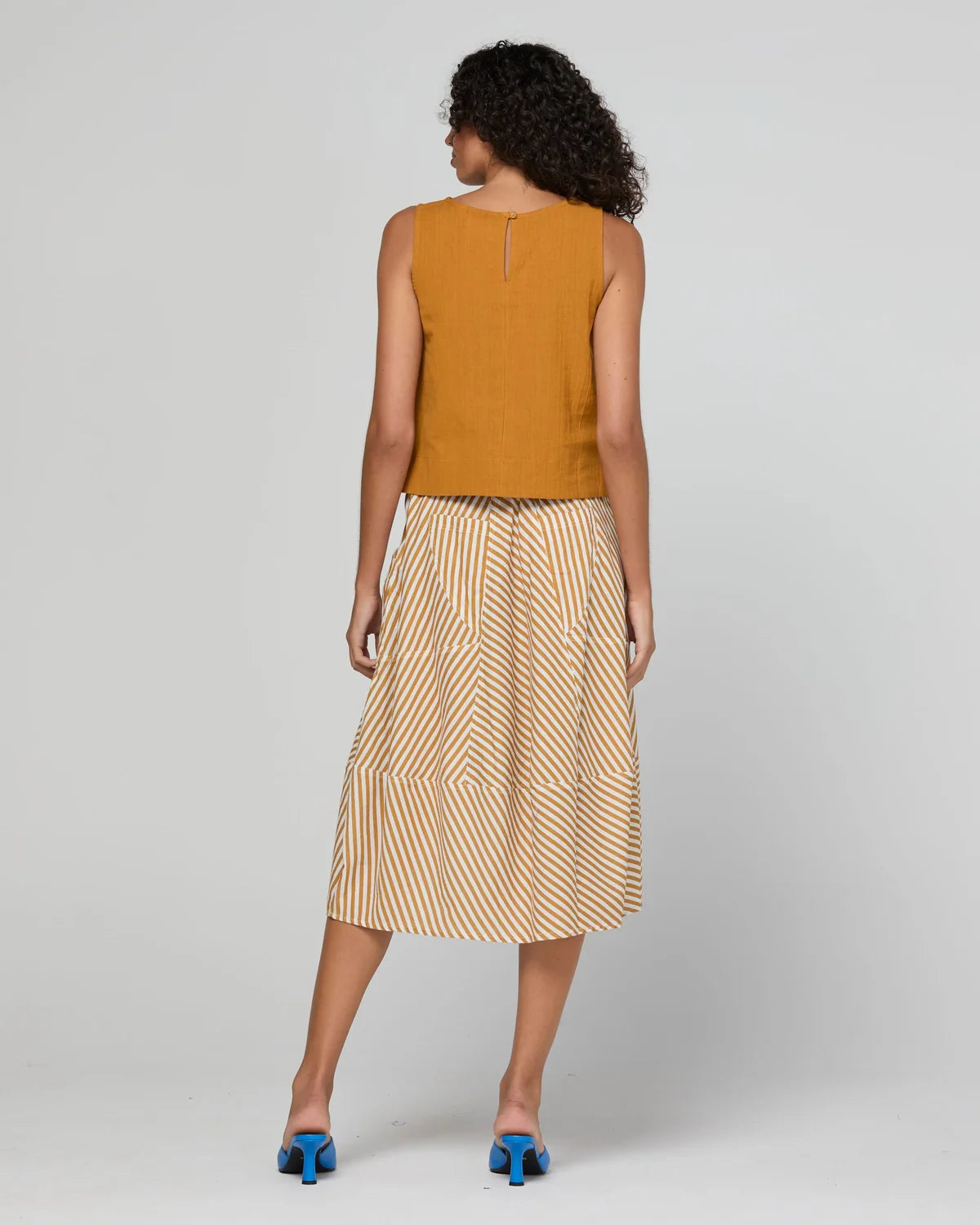 Boom Shankar Guru Skirt Mustard Stripe